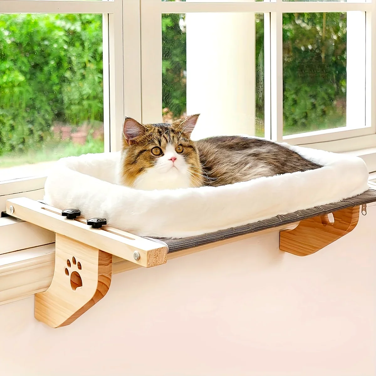 Adjustable Cat Window Perch, Soft Fleece Hammock Bed with Secure Wall/Ceiling Mount, Paw Print Design for Indoor Cats Relaxation
Adjustable Cat Window Perch, Soft Fleece Hammock Bed with Secure Wall/Ceiling Mount, Paw Print Design for Indoor Cats Relaxation