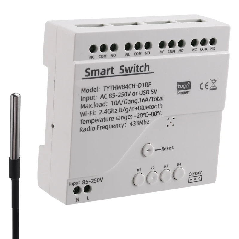 Tuya Wifi Smart Switch Temperature Sensor Monitor AC 85-250V Wireless Smart Switch For Alexa Google Home
Tuya Wifi Smart Switch Temperature Sensor Monitor AC 85-250V Wireless Smart Switch For Alexa Google Home