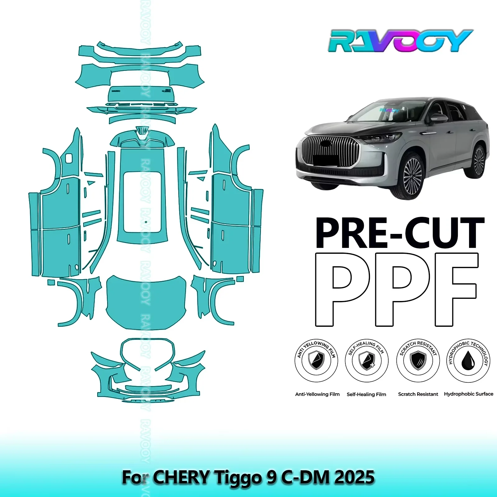 Full Vehicle Clear Bra Precut PPF Paint Protection Film For CHERY Tiggo 9 C-DM 2025
Full Vehicle Clear Bra Precut PPF Paint Protection Film For CHERY Tiggo 9 C-DM 2025