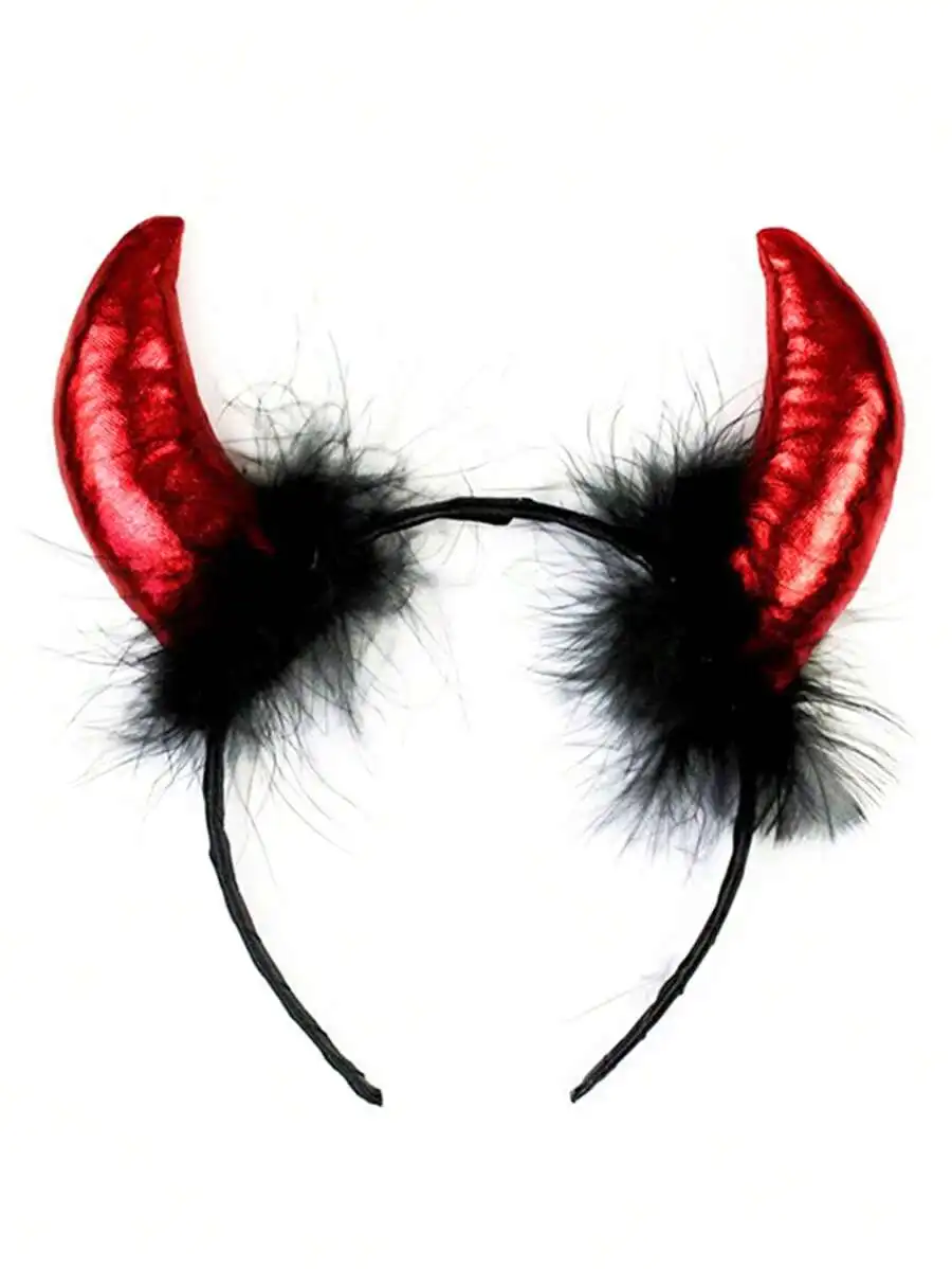 Red Devil Horns Headband With Black Faux Fur For Adult Festival Party Costume
Red Devil Horns Headband With Black Faux Fur For Adult Festival Party Costume