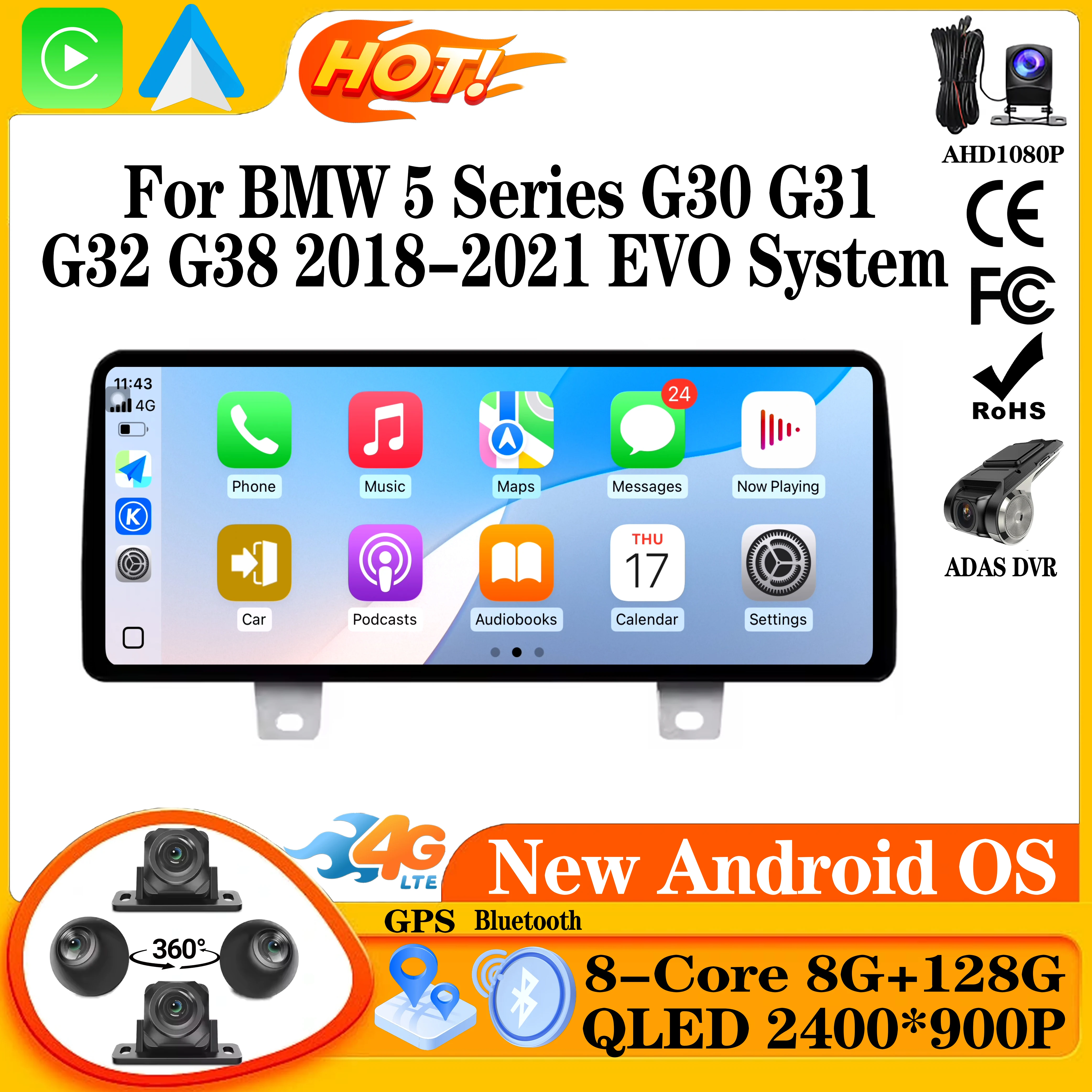 Для BMW 5 серии G30 G31 G32 G38 2018-2021 Система EVO Android Auto Беспроводная автомобильная радиосистема Carplay Навигация 4G WIFI Мультимедиа
Для BMW 5 серии G30 G31 G32 G38 2018-2021 Система EVO Android Auto Беспроводная автомобильная радиосистема Carplay Навигация 4G WIFI Мультимедиа