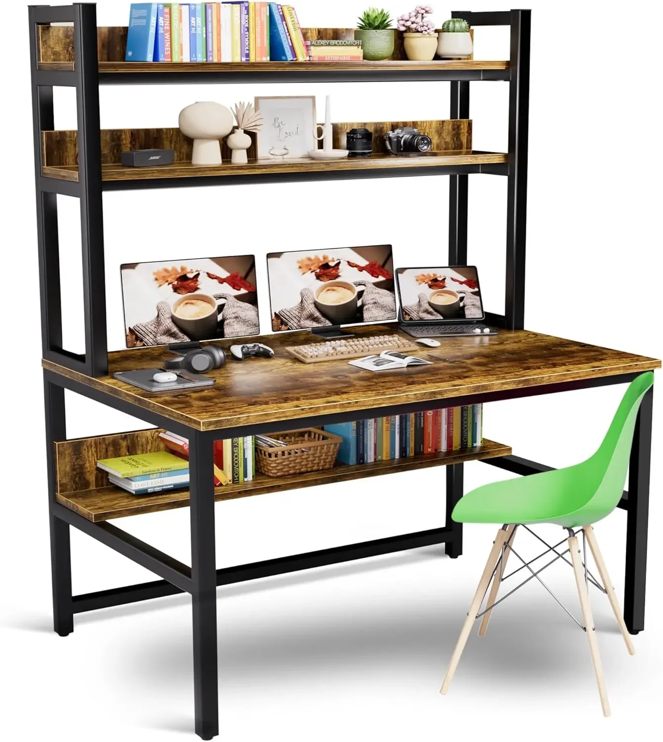 Aquzee Computer Desk with Hutch Bookshelves, 55 Inch Home Office Writing Desk with Space Saving Design, Gaming Table Organized D
Aquzee Computer Desk with Hutch Bookshelves, 55 Inch Home Office Writing Desk with Space Saving Design, Gaming Table Organized D