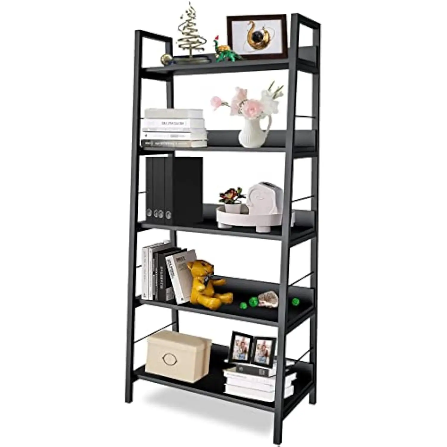 Ladder Bookshelf Black,Tall Bookcase and Book Shelf 5 Tier Shelves, Industrial Modern Wood Display Shelf Book Case with Metal
Ladder Bookshelf Black,Tall Bookcase and Book Shelf 5 Tier Shelves, Industrial Modern Wood Display Shelf Book Case with Metal