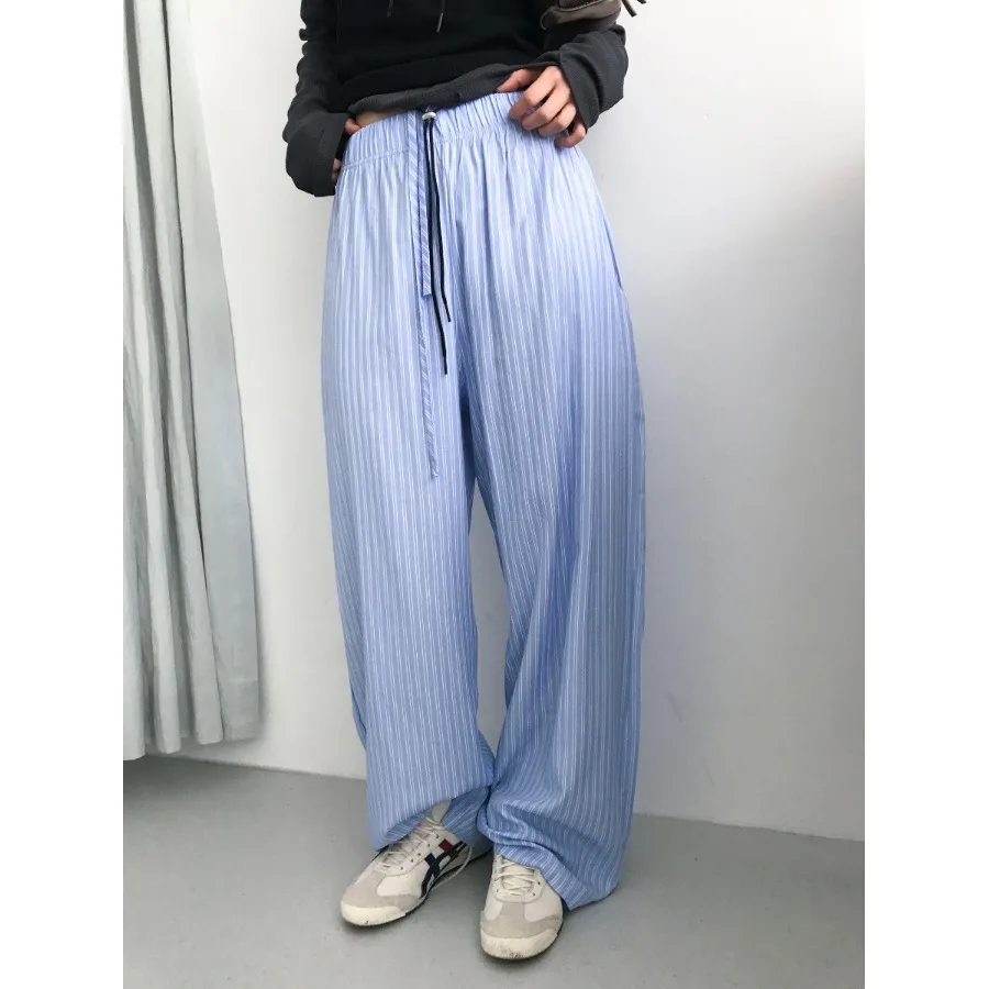 Летние широкие брюки с вертикальными полосками, повседневные, свободного кроя, в двух цветах, для девушек, в корейском уличном стиле
Летние широкие брюки с вертикальными полосками, повседневные, свободного кроя, в двух цветах, для девушек, в корейском уличном стиле