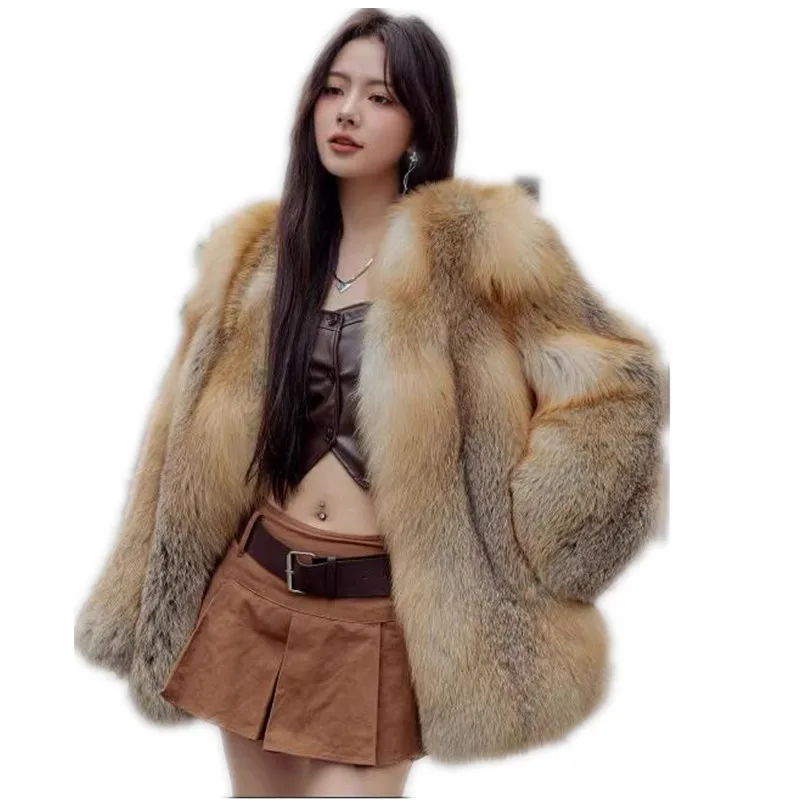 Real Golden Fox Fur Coat Women Winter Long Sleeve Natural Fur Luxury Jacket Fluffy Thick Top
Real Golden Fox Fur Coat Women Winter Long Sleeve Natural Fur Luxury Jacket Fluffy Thick Top