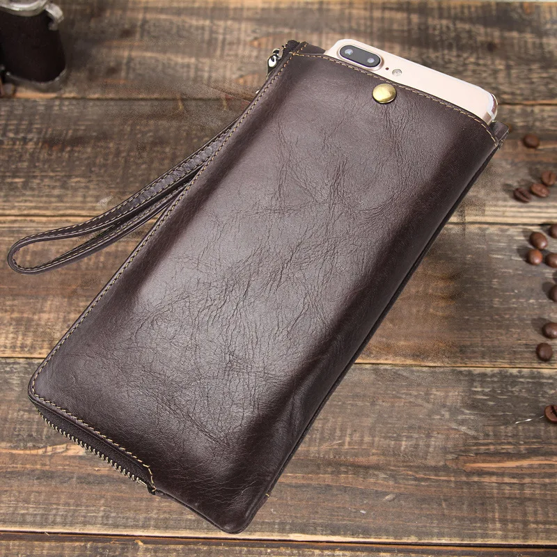 HTS-M1227 Casual retro men's wallet RFID anti-theft brush head layer cowhide leather handbag
HTS-M1227 Casual retro men's wallet RFID anti-theft brush head layer cowhide leather handbag