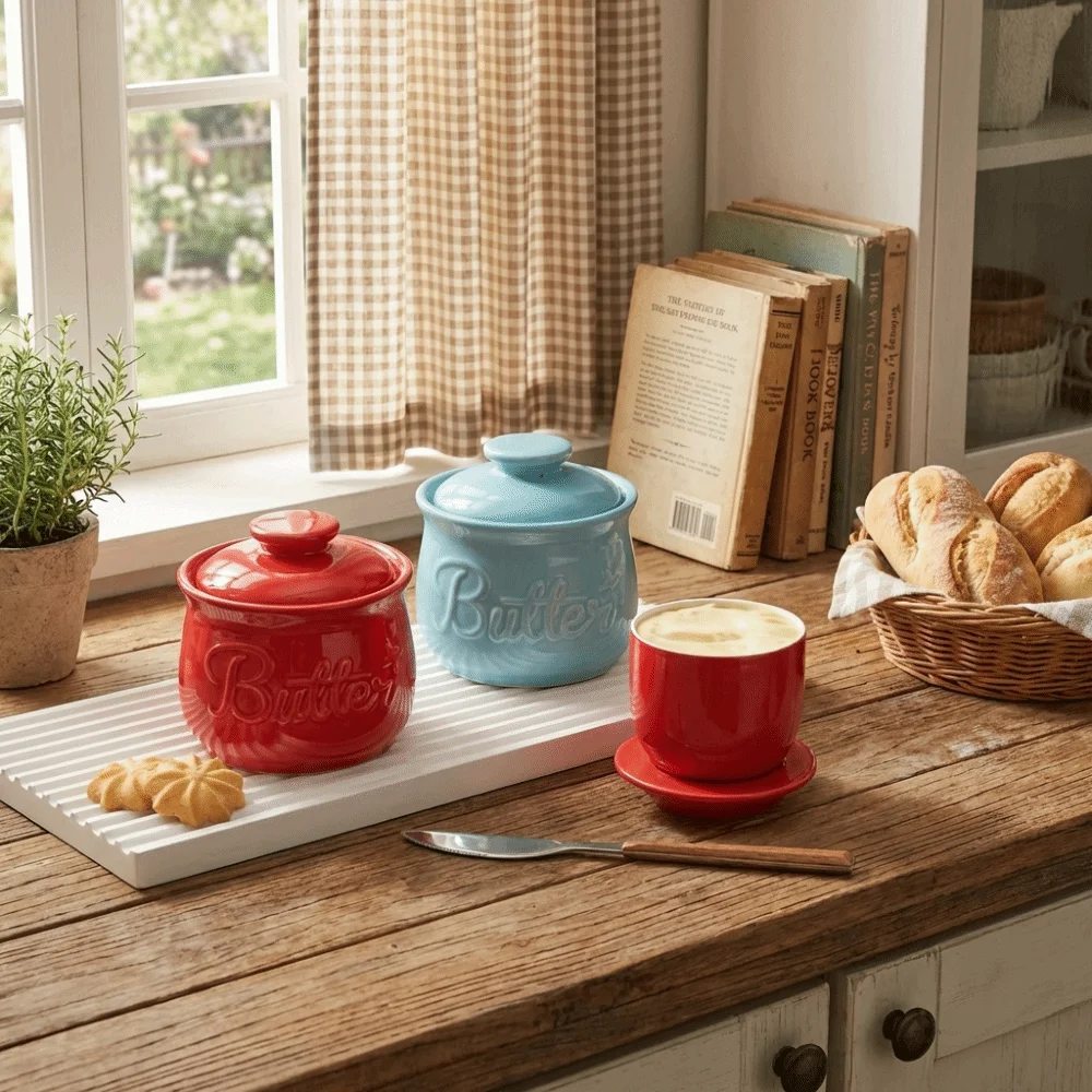 Airtight Ceramic Butter Bell Crock Keep Fresh with Lid French Butter Dish Spice Jar Large Capacity Cheese Cup Countertop
Airtight Ceramic Butter Bell Crock Keep Fresh with Lid French Butter Dish Spice Jar Large Capacity Cheese Cup Countertop