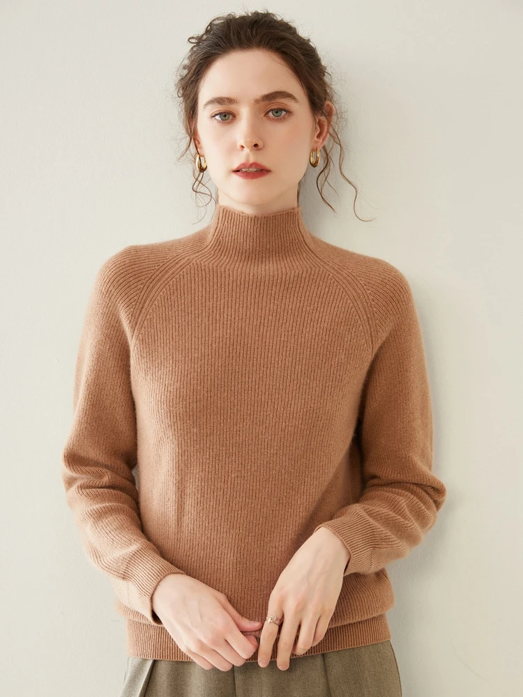 Autumn Winter Women's Mock Neck 100% Cashmere Pullover Sweater Soild Slim Versatile Rib Knit Basic Long Sleeve Tops High-end
Autumn Winter Women's Mock Neck 100% Cashmere Pullover Sweater Soild Slim Versatile Rib Knit Basic Long Sleeve Tops High-end
