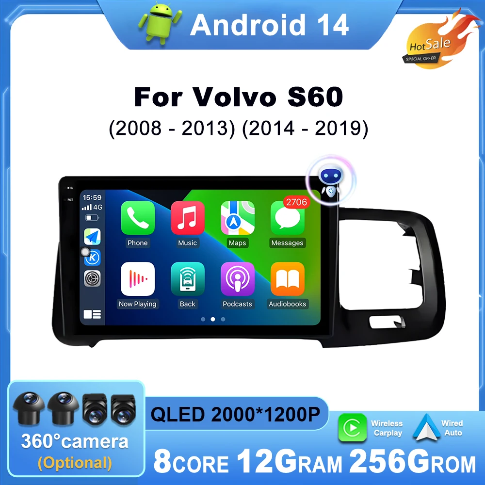 Car Radio Multimedia Video Player Navigation GPS Android 14 Wireless CarPlay For Volvo S60 V60 2011 - 2020 QLED 9 inch Screen
Car Radio Multimedia Video Player Navigation GPS Android 14 Wireless CarPlay For Volvo S60 V60 2011 - 2020 QLED 9 inch Screen