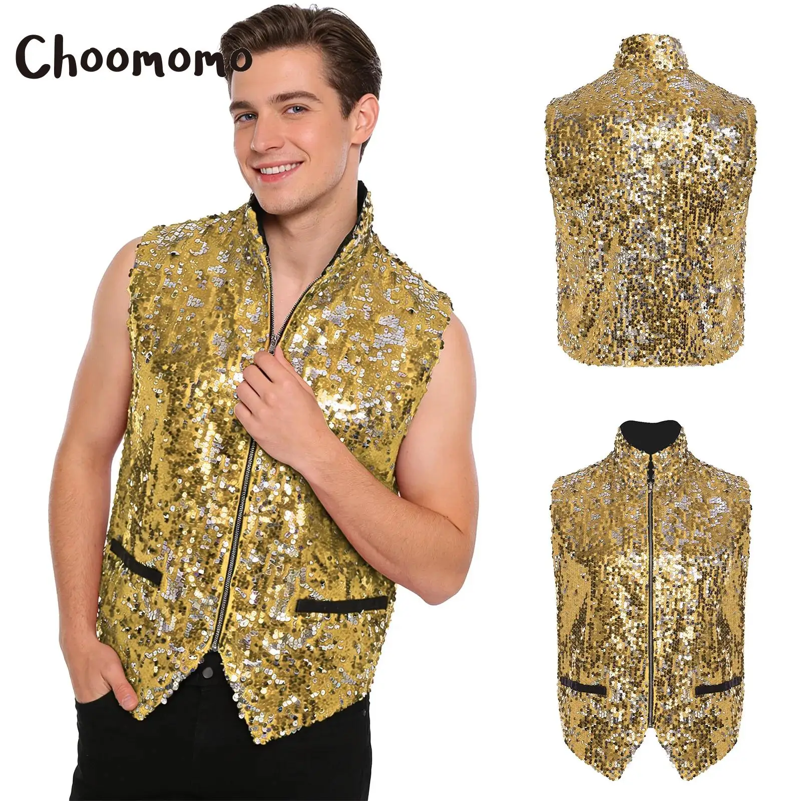Mens Hip-hop Jazz Dance Vest Waistcoat Shiny Sequin Disco Costume Vest Sleeveless Zipper Fully Lined Vest Tank Top Streetwear
Mens Hip-hop Jazz Dance Vest Waistcoat Shiny Sequin Disco Costume Vest Sleeveless Zipper Fully Lined Vest Tank Top Streetwear