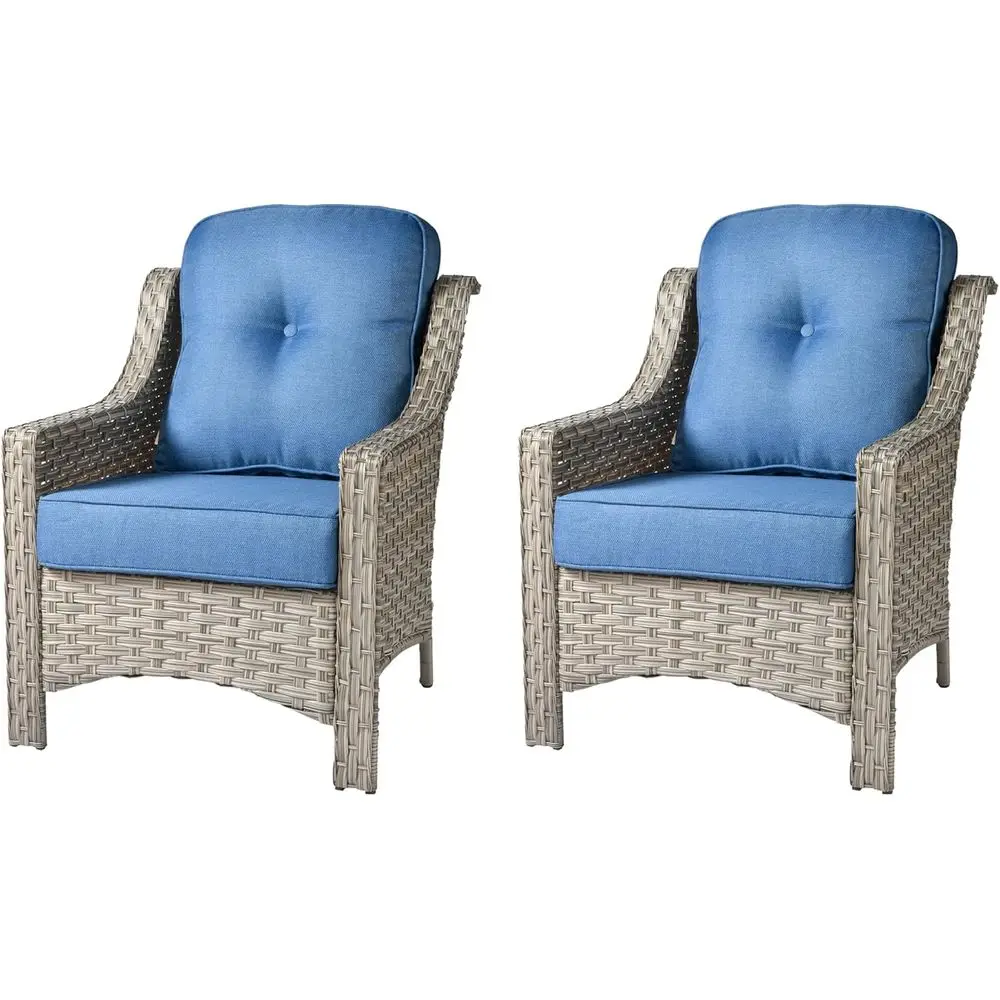 Grey Wicker Patio Furniture Set: 2 Chairs with Light Blue Cushions - Mix and Match Pieces
Grey Wicker Patio Furniture Set: 2 Chairs with Light Blue Cushions - Mix and Match Pieces