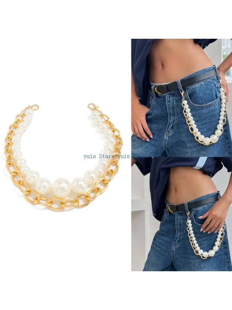 X7XB Aluminum Hip Chain Belt with Imitation Pearls Trendy Body Accessory
X7XB Aluminum Hip Chain Belt with Imitation Pearls Trendy Body Accessory