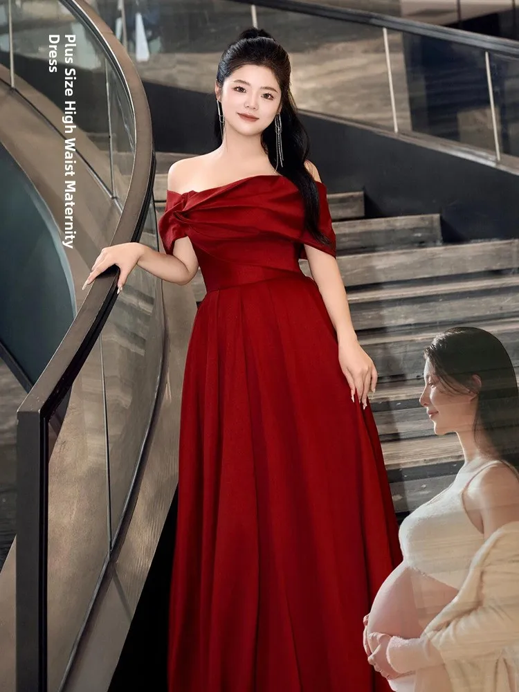 Wedding Dr for Pregnant Women Red Wine Color Engagement Ceremony Long A-Line Skirt Slimming plus Size Materni Gown
Wedding Dr for Pregnant Women Red Wine Color Engagement Ceremony Long A-Line Skirt Slimming plus Size Materni Gown