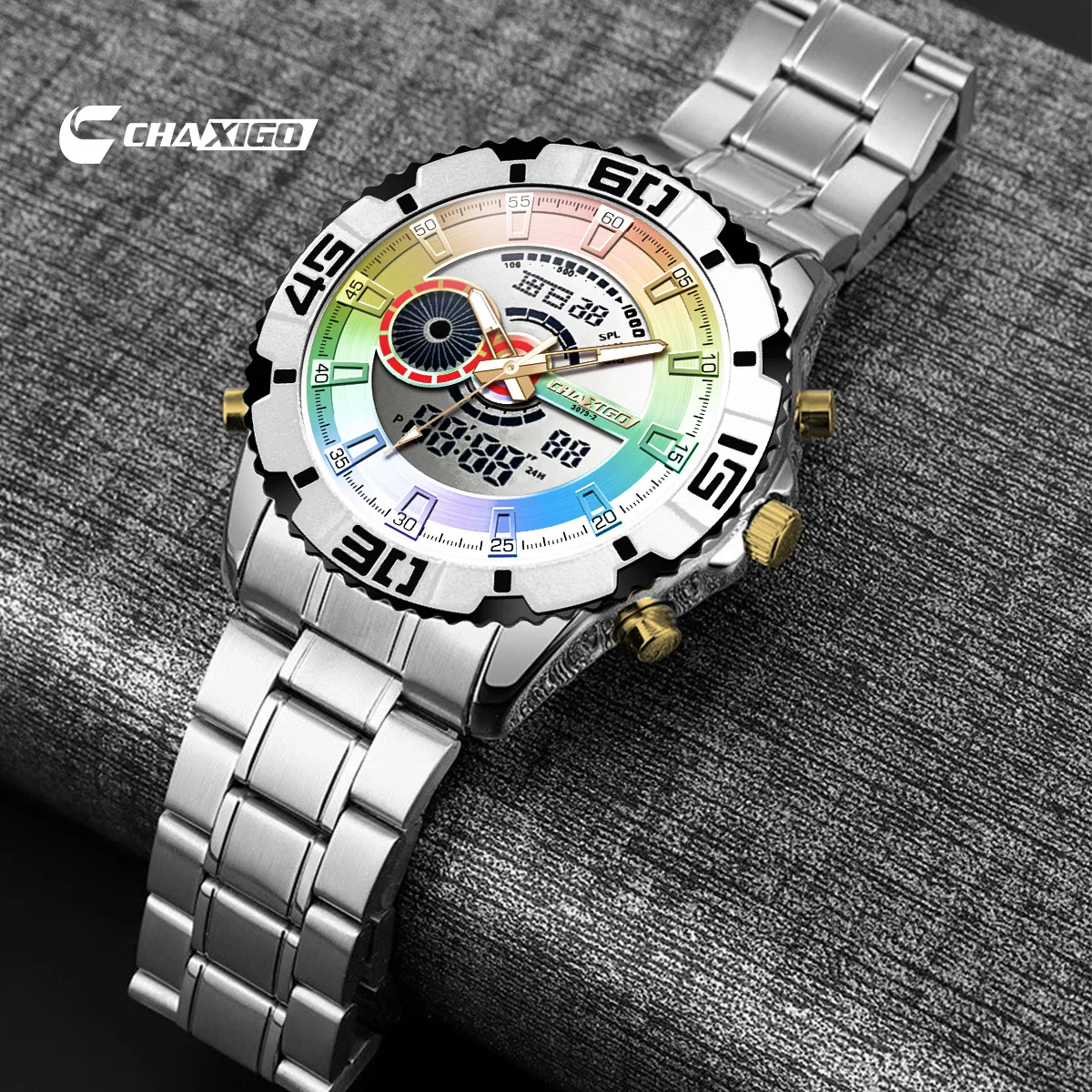 CHAXIGO Многофункциональные мужские часы, полностью автоматические мужские светящиеся электронные часы W atch, кварцевые часы
CHAXIGO Многофункциональные мужские часы, полностью автоматические мужские светящиеся электронные часы W atch, кварцевые часы