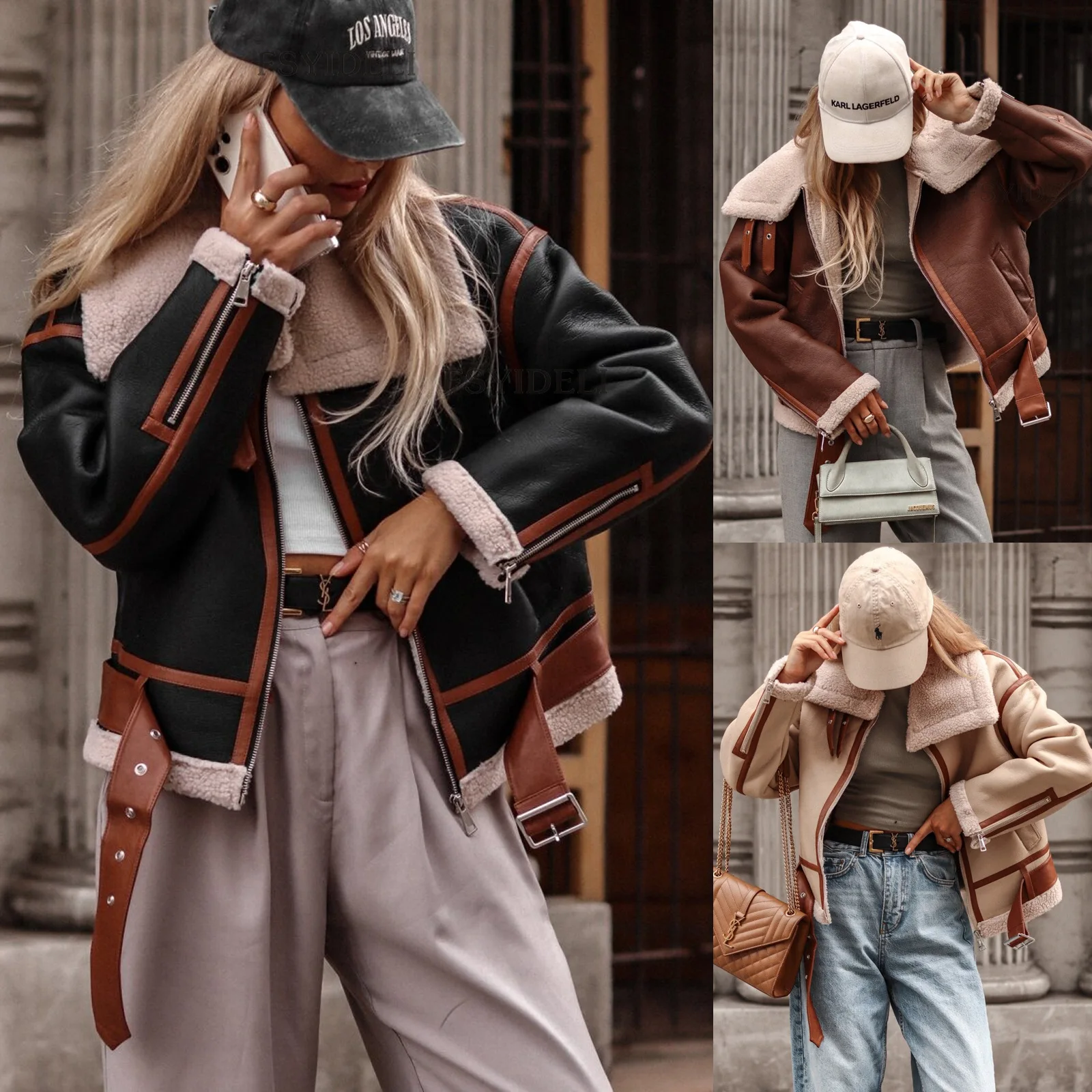 Women Autumn Winter Lapel Faux Lamb Wool Thickened Warm Street Locomotive Jacket Coat
Women Autumn Winter Lapel Faux Lamb Wool Thickened Warm Street Locomotive Jacket Coat