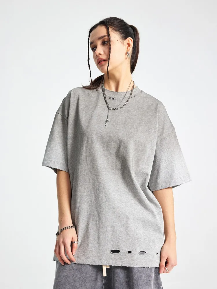 Torn Grunge Summer Tops Tees with Ripped Holes for Women Men Oversize Short Sleeve Cotton Frayed Neck T-shirts Goth Streetwear
Torn Grunge Summer Tops Tees with Ripped Holes for Women Men Oversize Short Sleeve Cotton Frayed Neck T-shirts Goth Streetwear