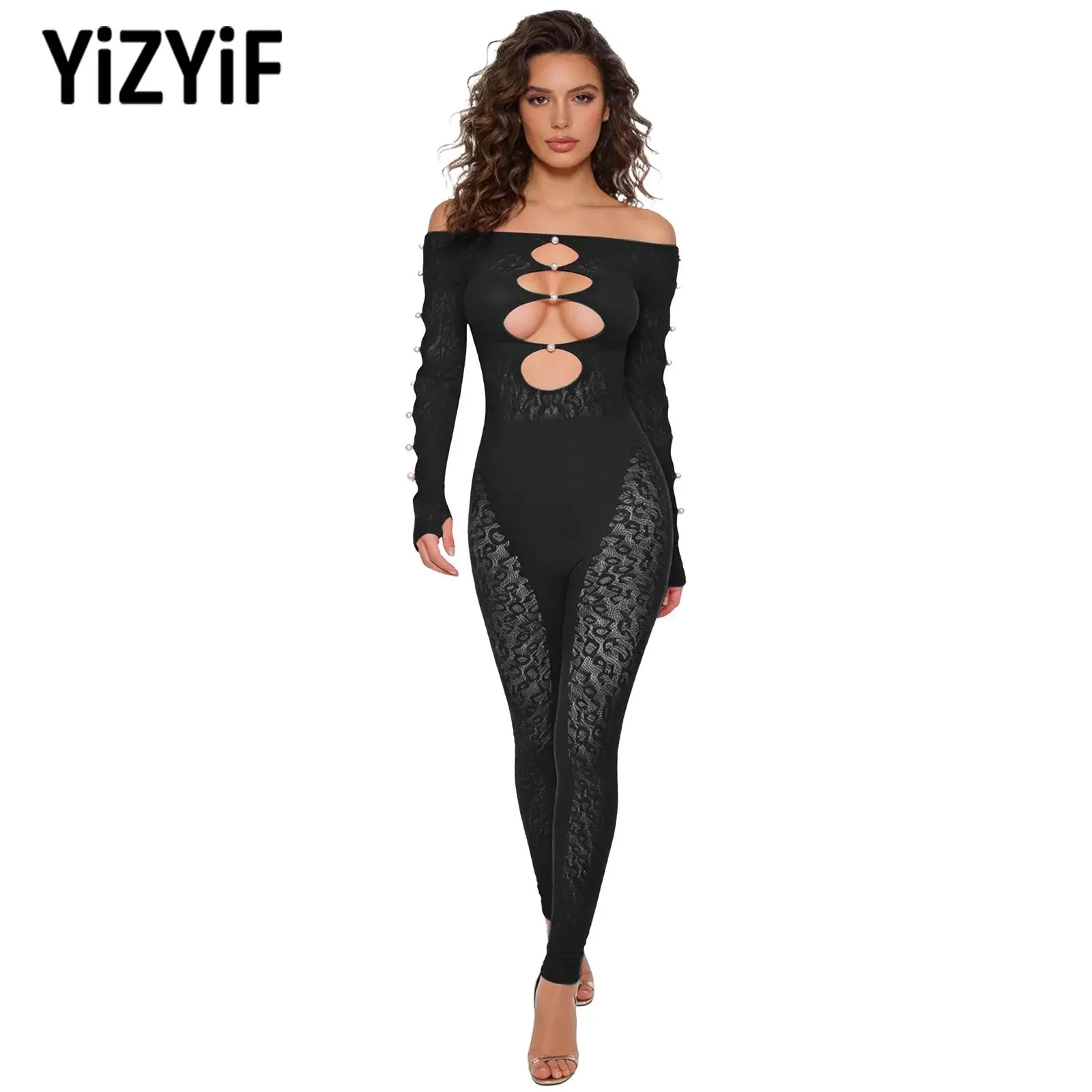 Womens Off-Shoulder Cutout Sports Jumpsuit Music Festival Party Clubwear Long Sleeve Sexy See-Through Stretchy Bodysuit Swimwear
Womens Off-Shoulder Cutout Sports Jumpsuit Music Festival Party Clubwear Long Sleeve Sexy See-Through Stretchy Bodysuit Swimwear