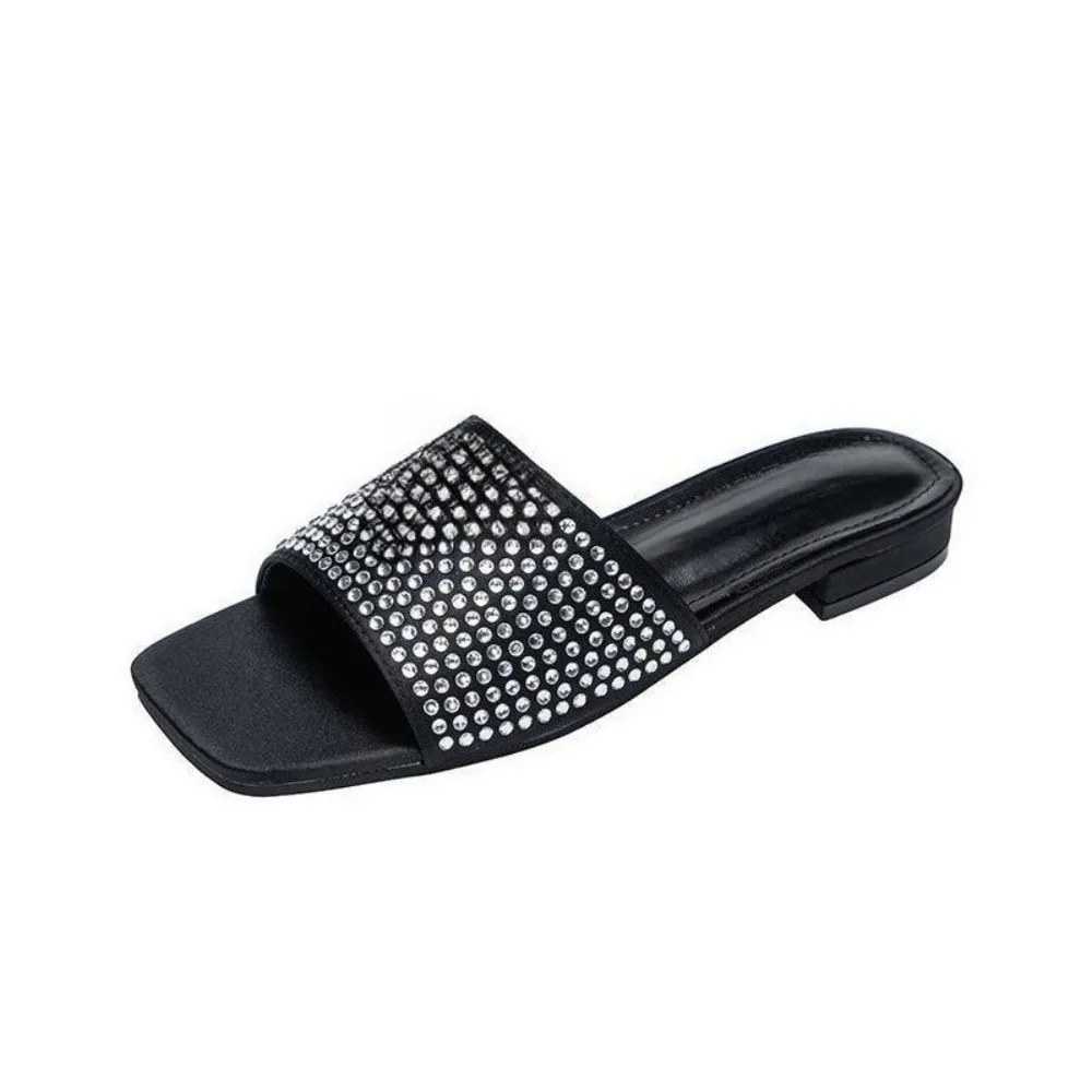 2026 Spring Summer New Women's Crystal Embellished Square Toe Low Heels Slides Thick Sole Sandals Non-Slip Outdoor Slippers All-Matching Subtle Sparkle Quiet Luxury Shoes Sculptural Design Kitten Heel for Women Girls Party Wedding Guest Daily
2026 Spring Summer New Women's Crystal Embellished Square Toe Low Heels Slides Thick Sole Sandals Non-Slip Outdoor Slippers All-Matching Subtle Sparkle Quiet Luxury Shoes Sculptural Design Kitten Heel for Women Girls Party Wedding Guest Daily