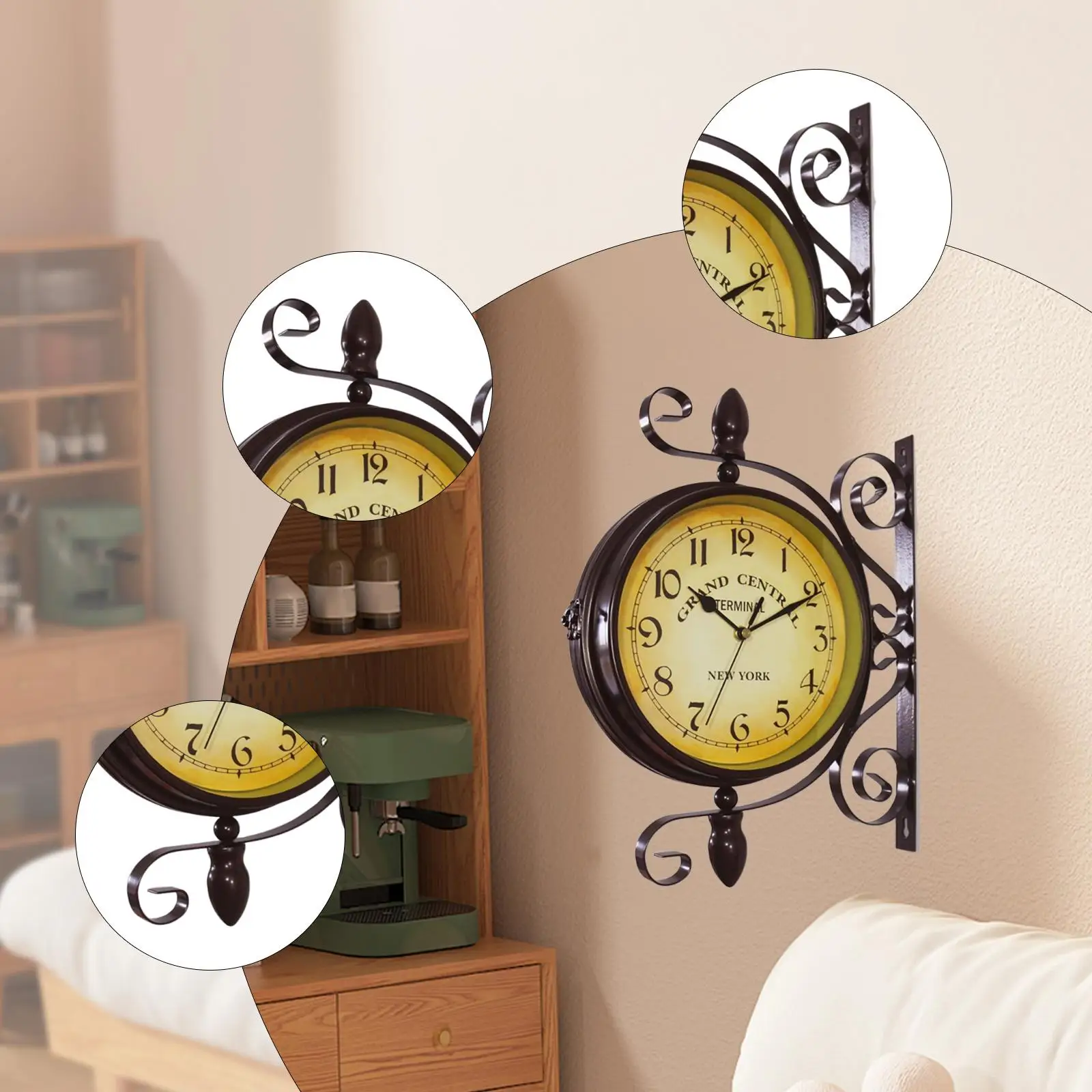 Double Sided Wall Clock Retro Vintage Round Industrial Decorative Clock Silent Ornament for Office Patio Living Room Hotel Bar
Double Sided Wall Clock Retro Vintage Round Industrial Decorative Clock Silent Ornament for Office Patio Living Room Hotel Bar