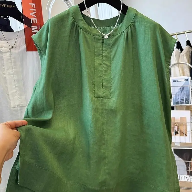 Extra Large 300 Pou Linen round Ne Svel irt Women Summer Loose Top Ele Thin Sle T-irt Cotton Polyester
Extra Large 300 Pou Linen round Ne Svel irt Women Summer Loose Top Ele Thin Sle T-irt Cotton Polyester