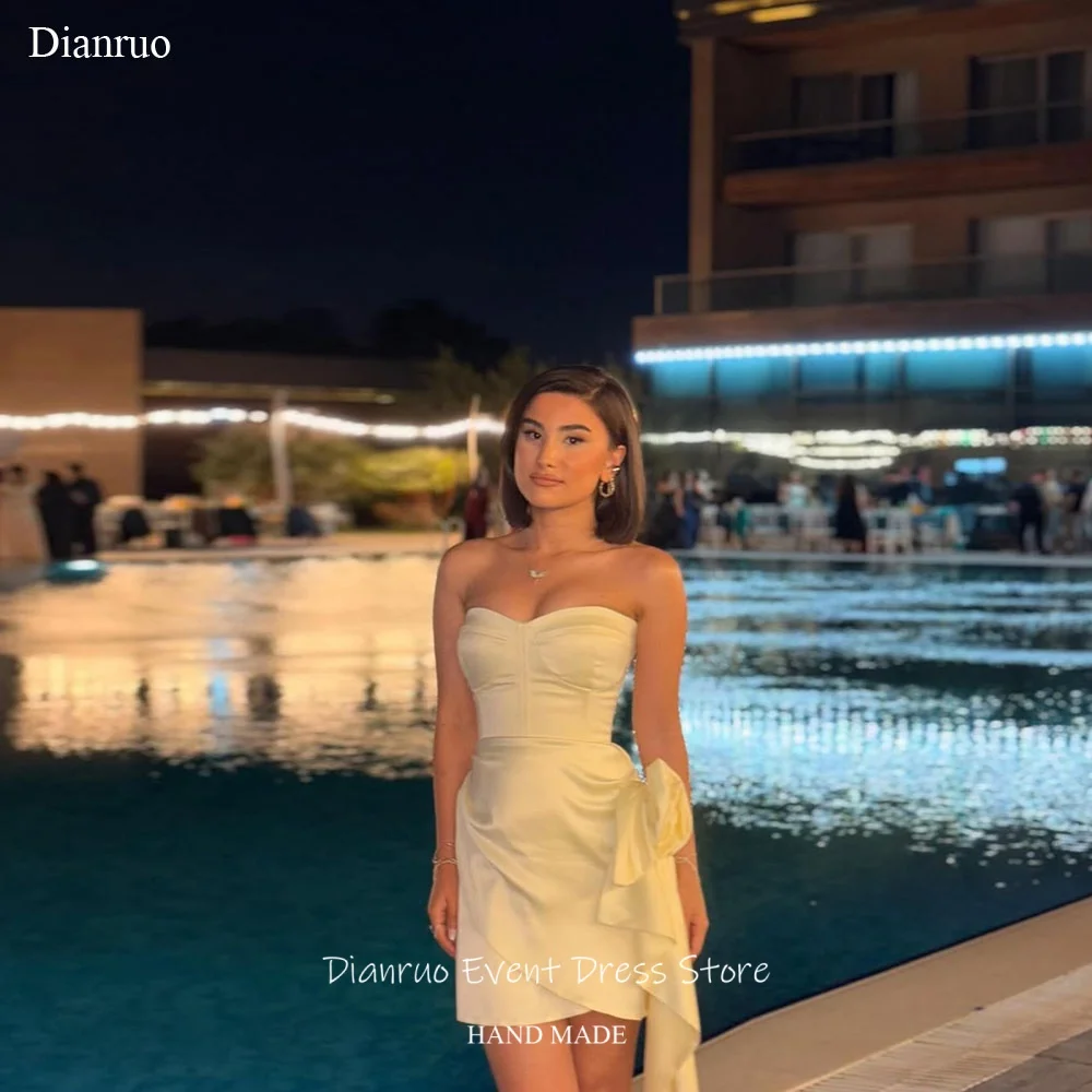 Dianruo Yellow Satin Prom Dress Elegant Strapless 3D Rose Vestidos De Gala De Noche Asymmetric Mini Birthday Dresses Customized
Dianruo Yellow Satin Prom Dress Elegant Strapless 3D Rose Vestidos De Gala De Noche Asymmetric Mini Birthday Dresses Customized