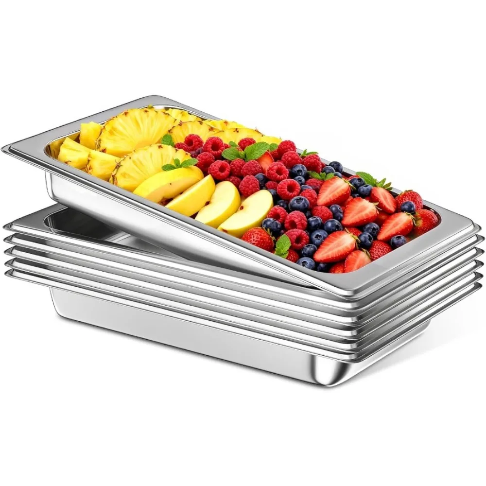 6 Pack Commercial-Grade Hotel/Buffet Pans - Full-Size Stainless Steel Steam Table Pans with Anti-Jam
6 Pack Commercial-Grade Hotel/Buffet Pans - Full-Size Stainless Steel Steam Table Pans with Anti-Jam
