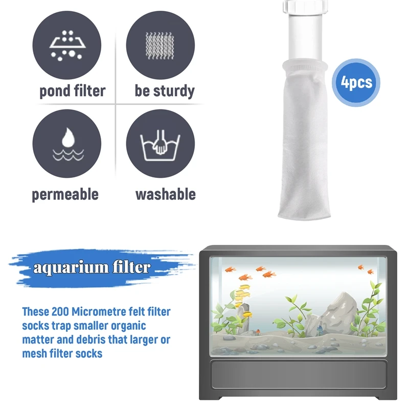 A21I-4 Packs Of Filter Socks, 200 Micrometres, For Fish Tank/Saline Aquarium, Pond, For Sump/Overflow
A21I-4 Packs Of Filter Socks, 200 Micrometres, For Fish Tank/Saline Aquarium, Pond, For Sump/Overflow