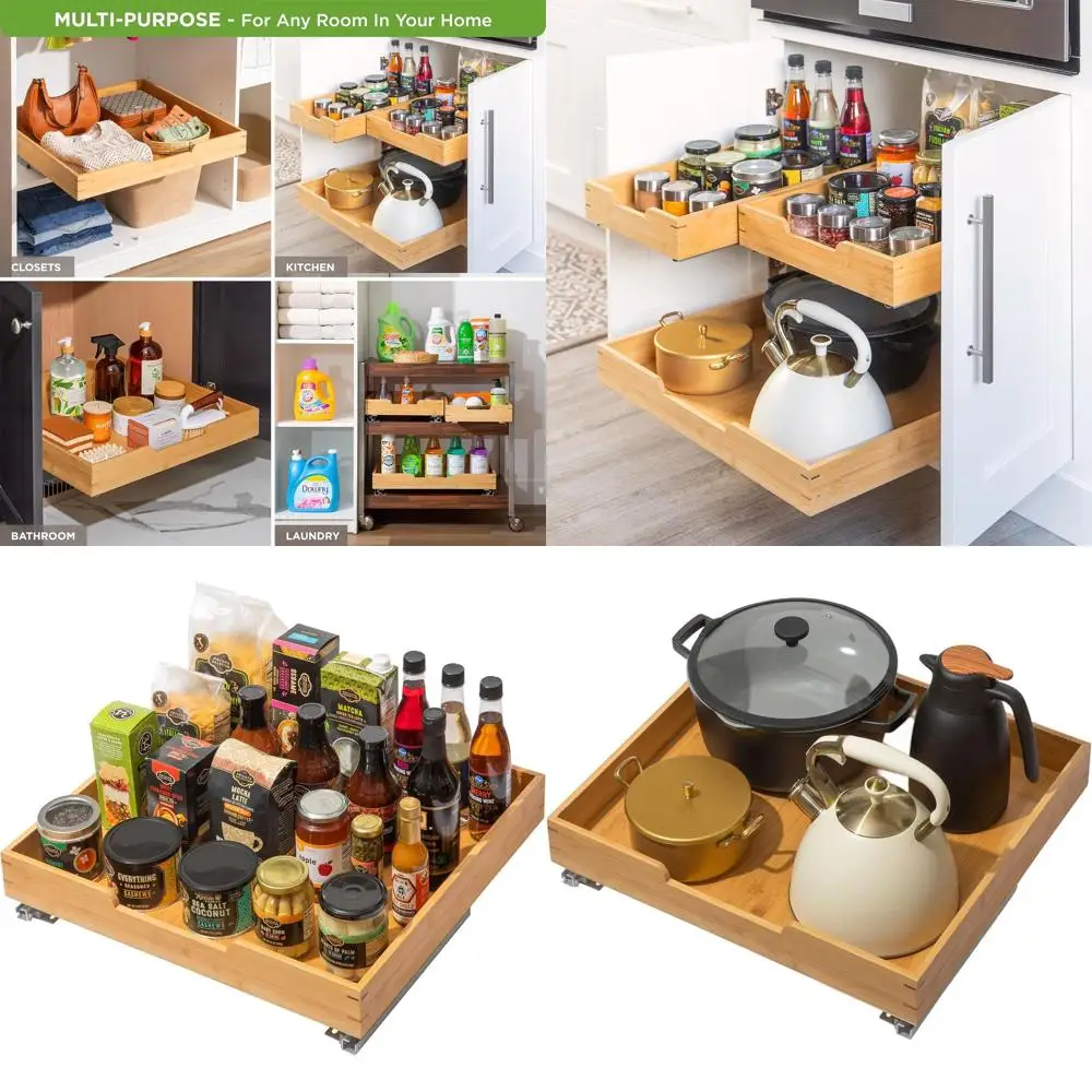 Bamboo Pull-Out Cabinet Organizer, 20W x 21D, Fits 21.25W x 21D Opening, with Bamboo Tray and Metal Rails
Bamboo Pull-Out Cabinet Organizer, 20W x 21D, Fits 21.25W x 21D Opening, with Bamboo Tray and Metal Rails