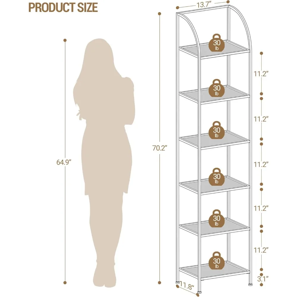 Tempered Glass Arched Bookshelf for More Storage, Slim Shelving Unit for Bedroom, Bathroom, Home Office, Steel Frame
Tempered Glass Arched Bookshelf for More Storage, Slim Shelving Unit for Bedroom, Bathroom, Home Office, Steel Frame