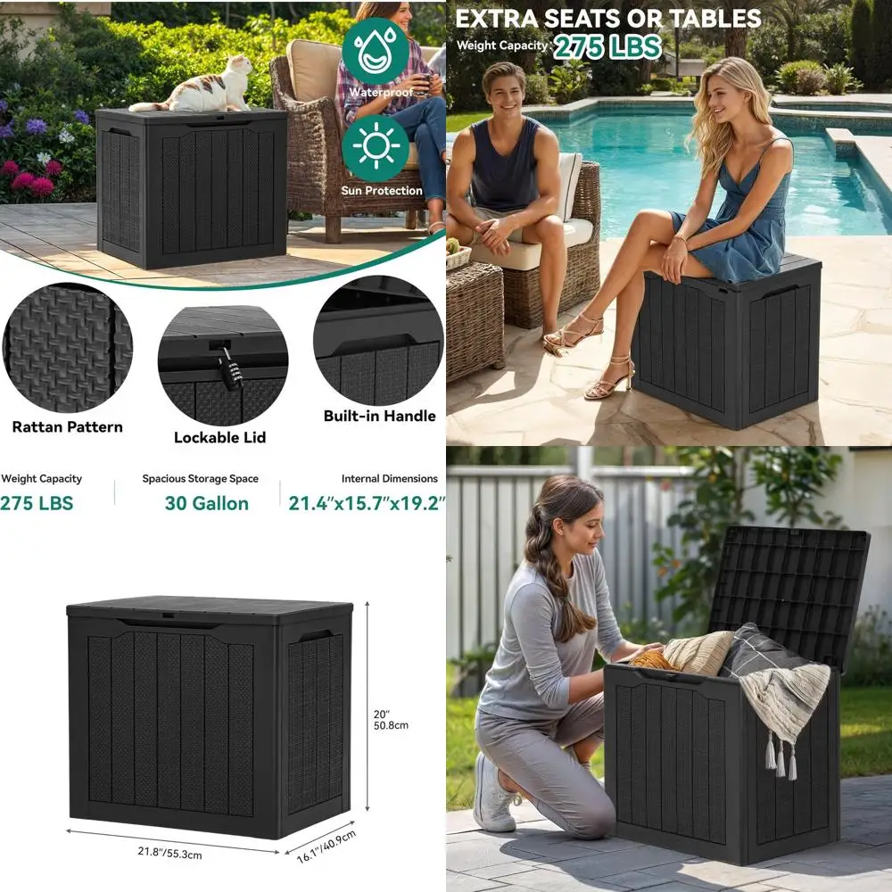 30-галлонная запираемая уличная коробка для террасы из смолы — водонепроницаемое хранилище из ротанга для патио, сада, подушек и инструментов (черный)
30-галлонная запираемая уличная коробка для террасы из смолы — водонепроницаемое хранилище из ротанга для патио, сада, подушек и инструментов (черный)