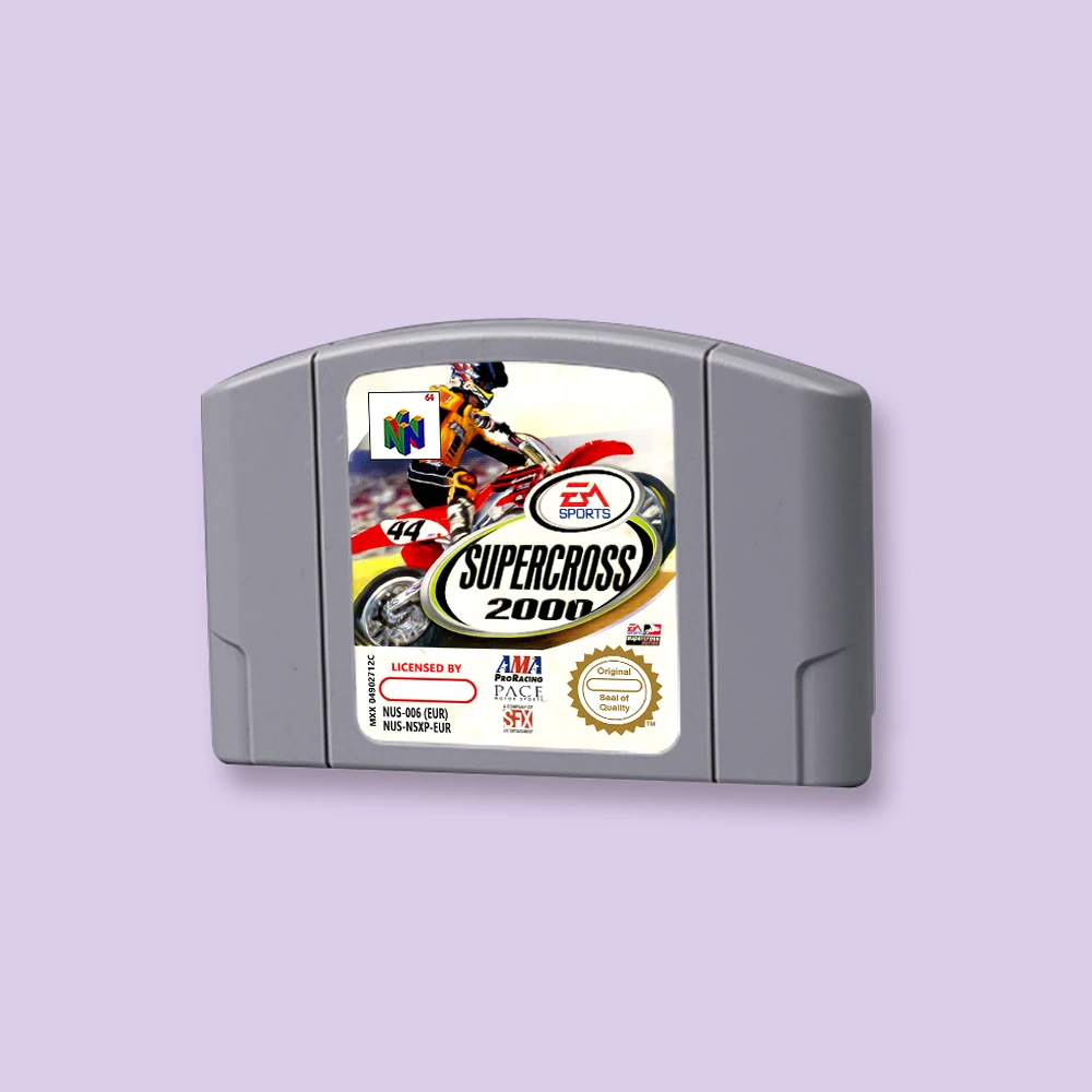 for Supercross 2000 64bit game card for EUR PAL version N64 video game console English language
for Supercross 2000 64bit game card for EUR PAL version N64 video game console English language