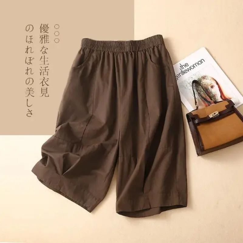 Women's Solid Color Loose Wide Leg Cropped Pants Elastic Waist Casual Summer Plus Size Trousers
Women's Solid Color Loose Wide Leg Cropped Pants Elastic Waist Casual Summer Plus Size Trousers