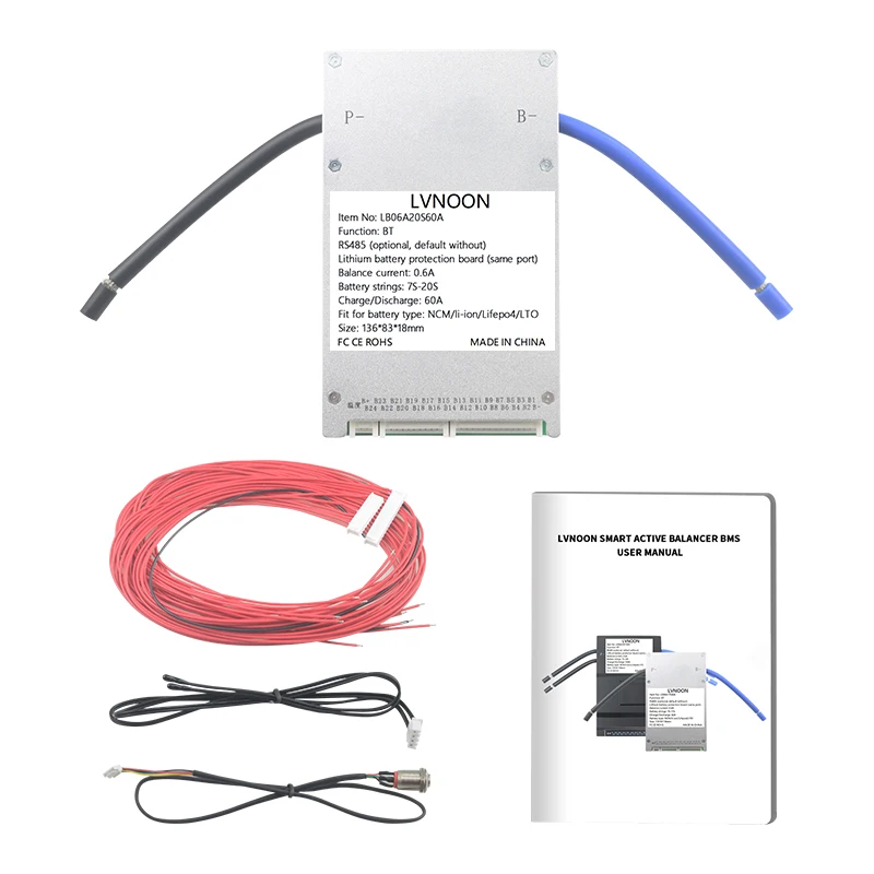 LVNOOON LVNOON Smart active balance BMS 60A 80A 100A 7S to 24S for Li-ion NCM LiFePo4 LTO Battery LB06A series with BT control
LVNOOON LVNOON Smart active balance BMS 60A 80A 100A 7S to 24S for Li-ion NCM LiFePo4 LTO Battery LB06A series with BT control