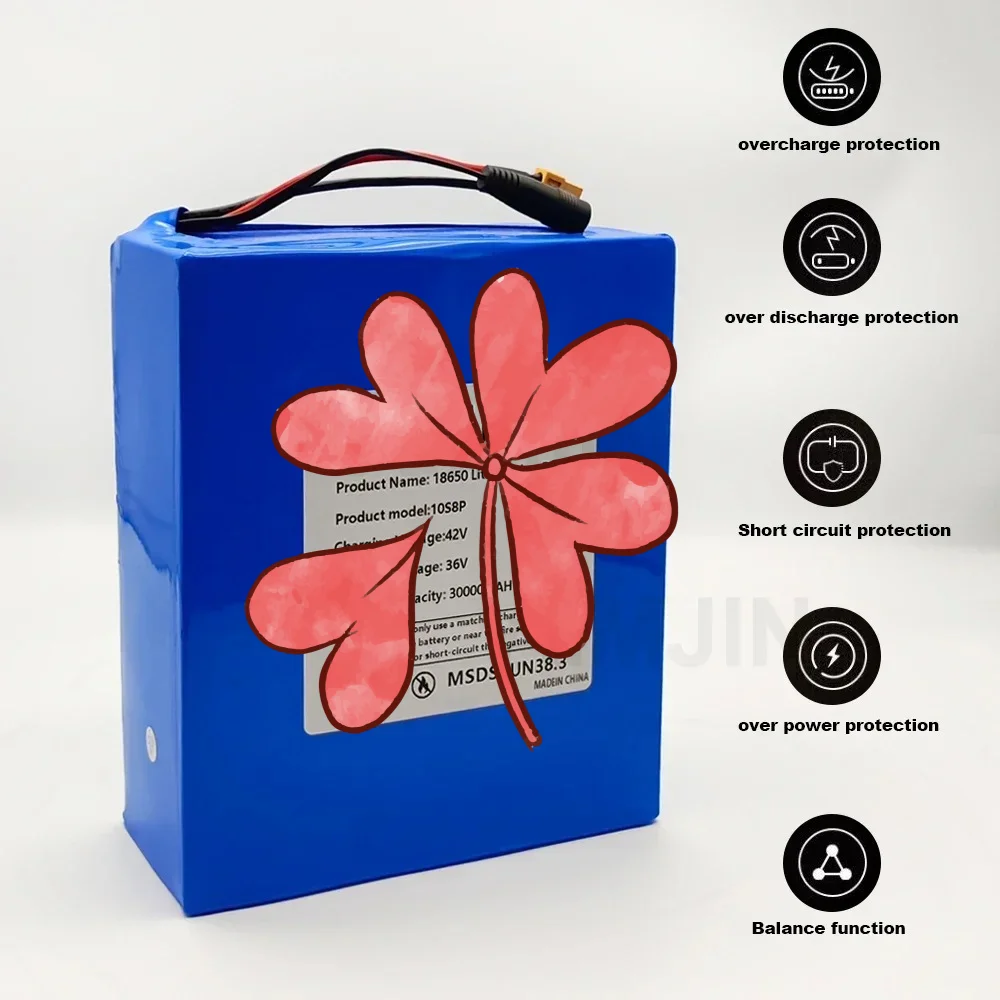 36V 30000mAh Class A lithium 18650 10S8P battery pack, 1500W high power built-in BMS,for various energy storage backup
36V 30000mAh Class A lithium 18650 10S8P battery pack, 1500W high power built-in BMS,for various energy storage backup