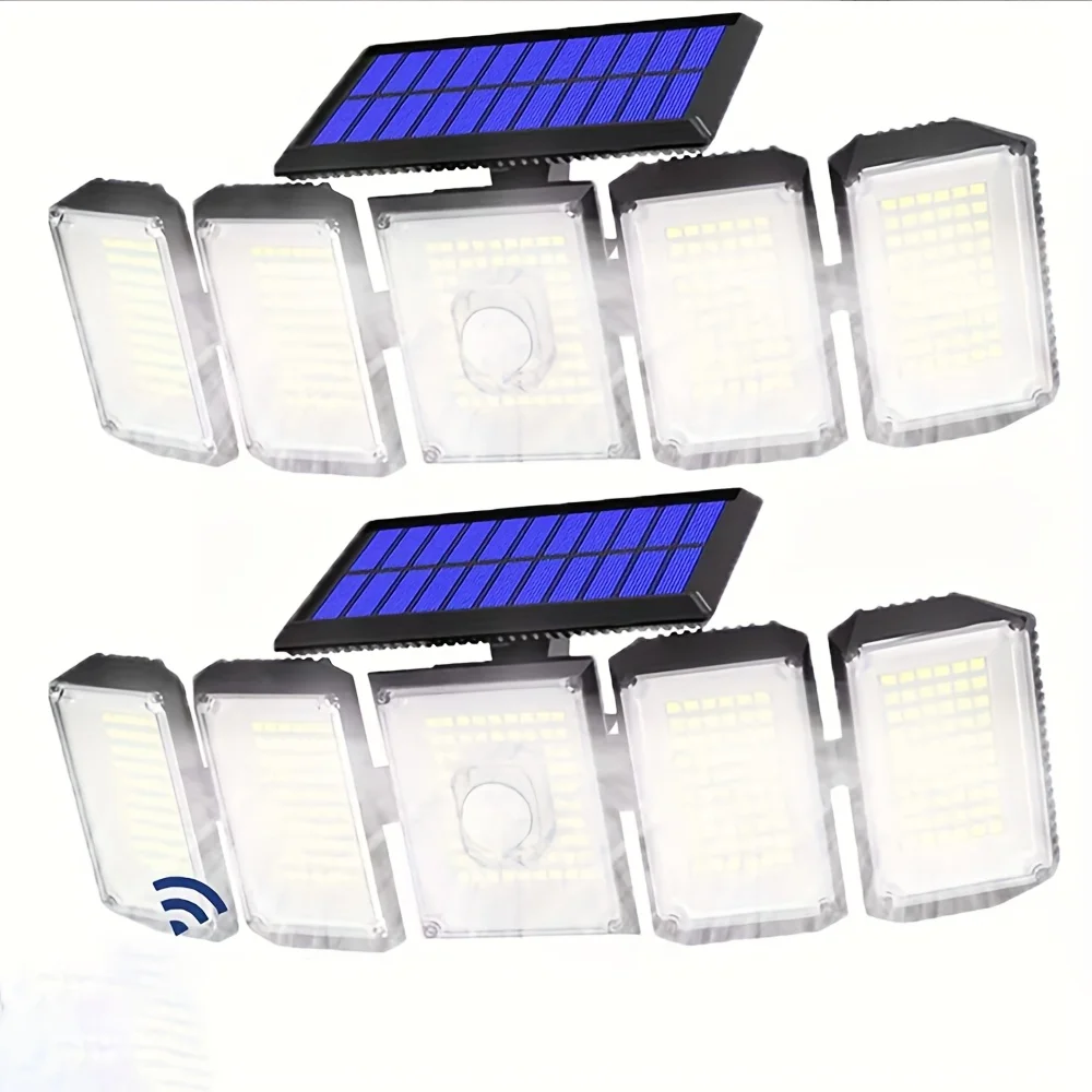 2Pack Solar Outdoor Light with Remote Control, IP65 Waterproof 5 Head Motion Sensor Light 5000 Lumens 300 LED Security Light 270° Wide Angle Floodlight, 3 Patterns Of Wall Lights for Patio, Garden, Shed, Garage.
2Pack Solar Outdoor Light with Remote Control, IP65 Waterproof 5 Head Motion Sensor Light 5000 Lumens 300 LED Security Light 270° Wide Angle Floodlight, 3 Patterns Of Wall Lights for Patio, Garden, Shed, Garage.