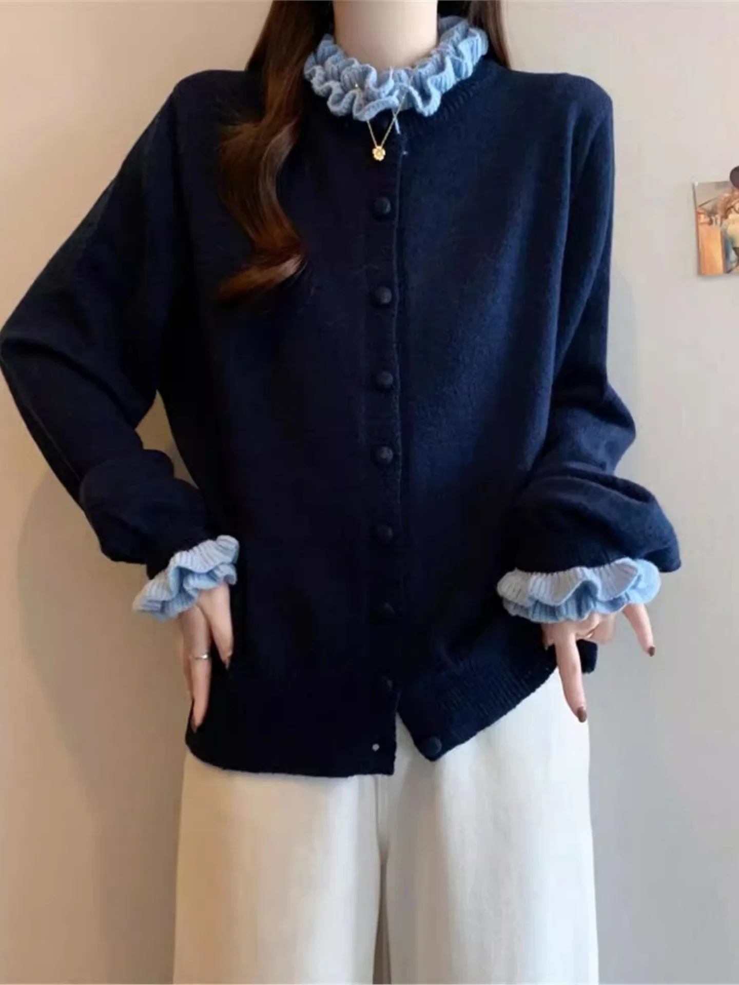 Color Blo Sweater Coat Large Size Women's Loose Slimming Knitted Top Wooden Autumn Winter Faion Outerwear
Color Blo Sweater Coat Large Size Women's Loose Slimming Knitted Top Wooden Autumn Winter Faion Outerwear