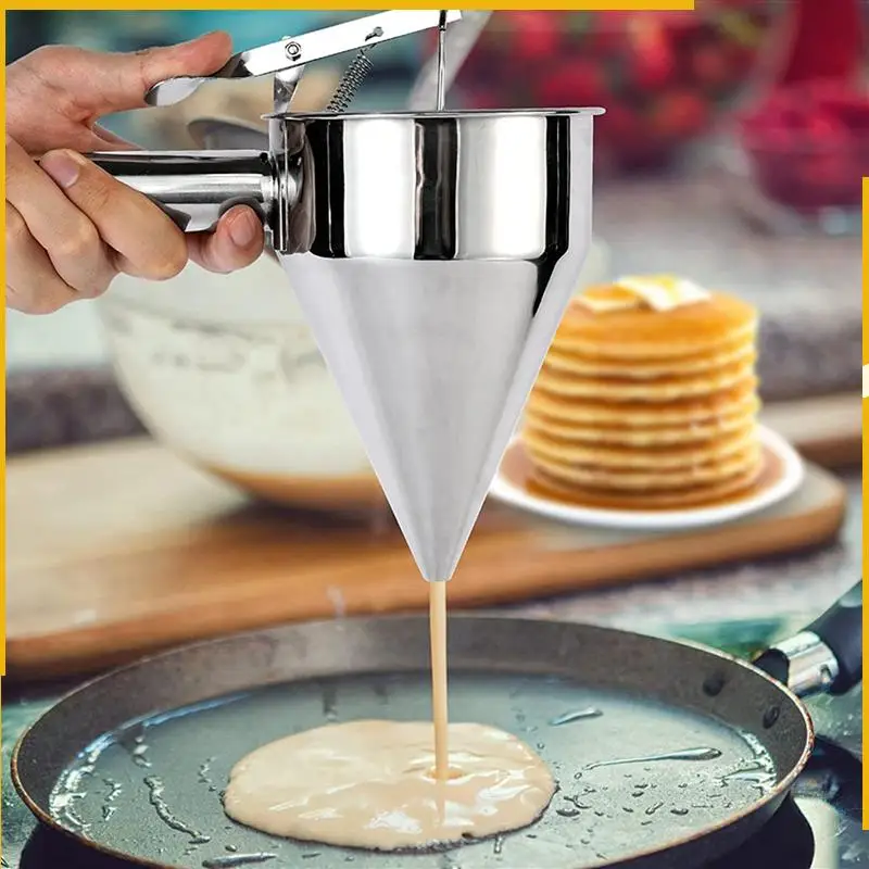 A92P 2X Stainless Steel Pancake Batter Dispenser, Funnel Dispenser With Stand For Cake Pancakes Cupcakes Baked Good
A92P 2X Stainless Steel Pancake Batter Dispenser, Funnel Dispenser With Stand For Cake Pancakes Cupcakes Baked Good
