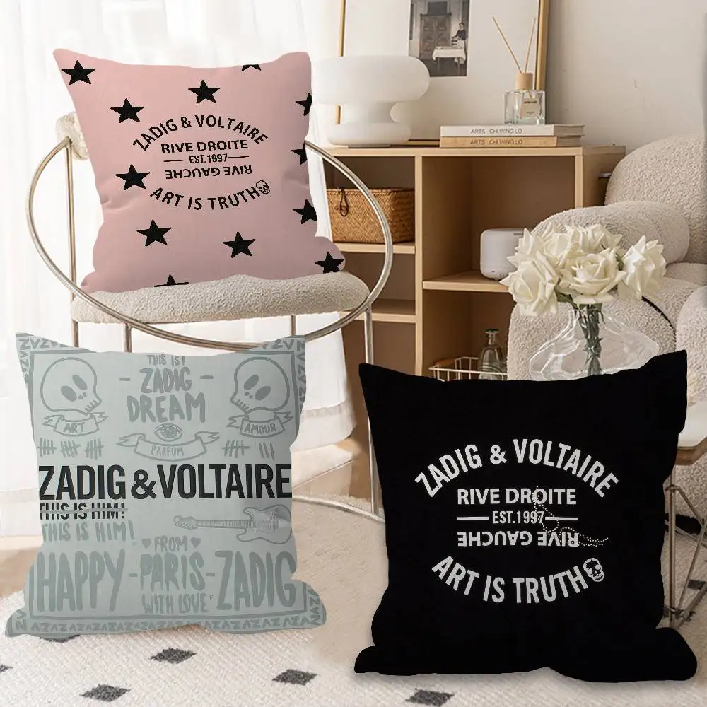 Classic Fashion Logo Z-Zadig V-Voltaire Pillow Cover for Bedroom Room and Living Room Sofa Decorative Cushion Cover
Classic Fashion Logo Z-Zadig V-Voltaire Pillow Cover for Bedroom Room and Living Room Sofa Decorative Cushion Cover