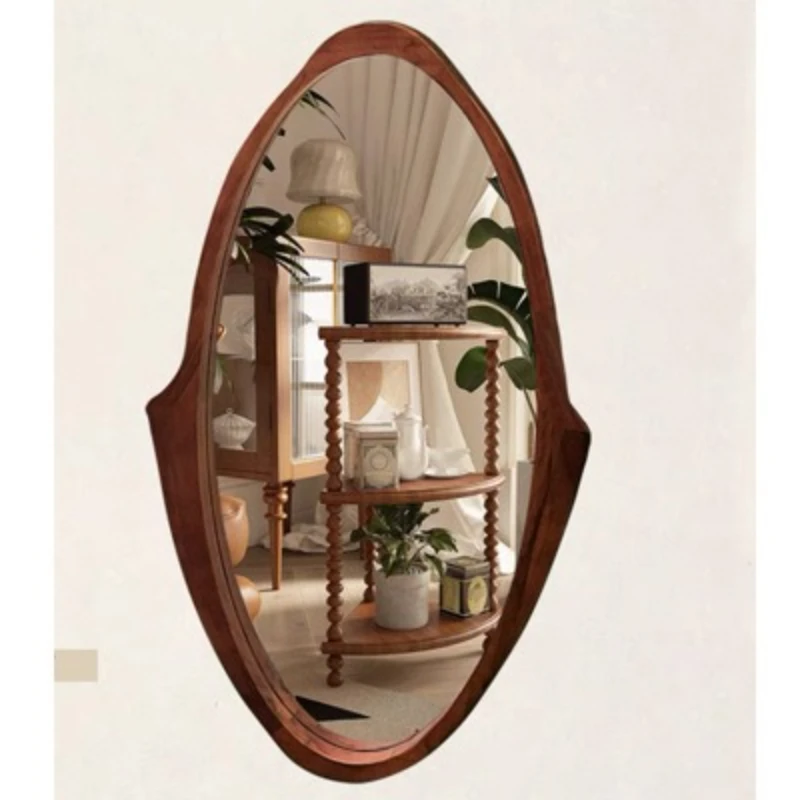 Nordic modern retro solid wood makeup mirror, hanging mirror for girls' bedroom, bathroom and restaurant
Nordic modern retro solid wood makeup mirror, hanging mirror for girls' bedroom, bathroom and restaurant