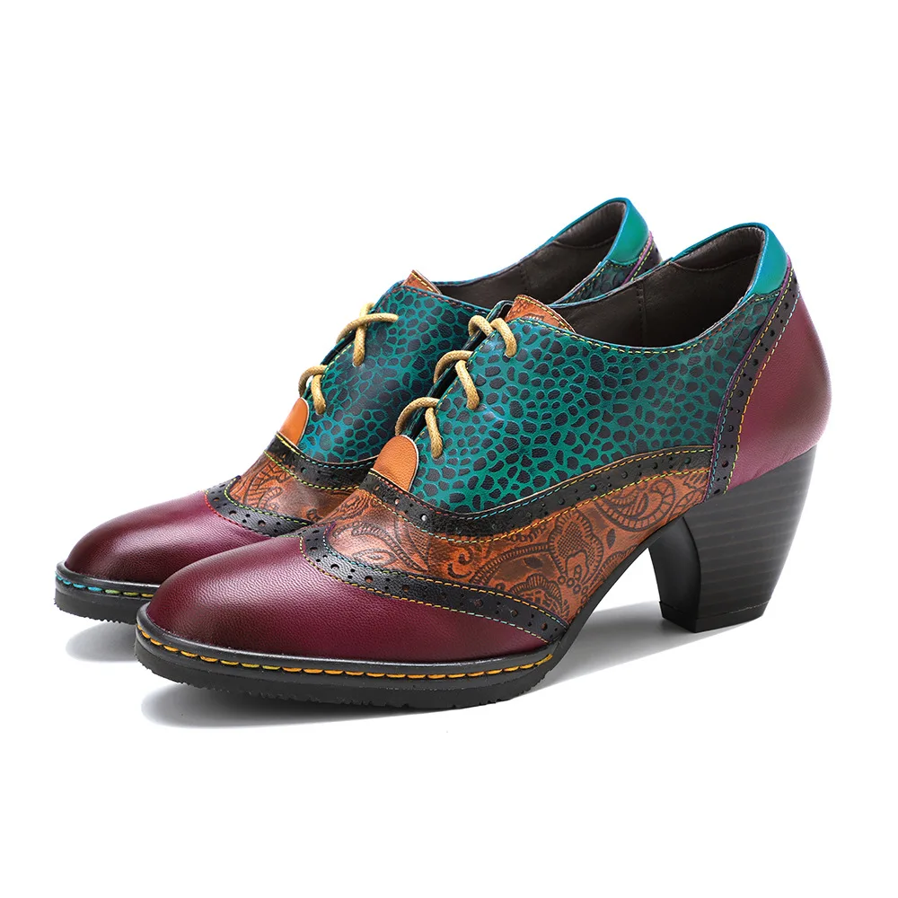 Socofy Raffan Ethnic Leather Clashing Colour Patchwork Brock Print Chunky High Heels
Socofy Raffan Ethnic Leather Clashing Colour Patchwork Brock Print Chunky High Heels
