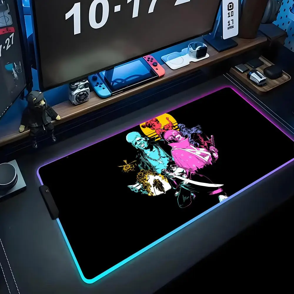 Katana Zero Mouse Pad RGB Gaming Mousepad Big LED Pad PC Desk Mat Luminous Mouse Pad Large Keyboard Mats Table Rug With Backlit