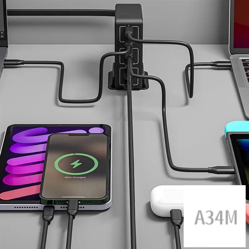 A34M-USB Многопортовое зарядное устройство для сотового телефона и компьютера, многофункциональная зарядная головка с вилкой европейского стандарта B
A34M-USB Многопортовое зарядное устройство для сотового телефона и компьютера, многофункциональная зарядная головка с вилкой европейского стандарта B