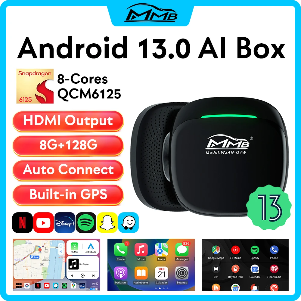 2024 MMB Max 4.0 Android 13 Ultra Box QCM6125 8-Cores Wireless CarPlay Android Auto Adapter 2.4+5G WiFi 8G+128G Auto Connection
2024 MMB Max 4.0 Android 13 Ultra Box QCM6125 8-Cores Wireless CarPlay Android Auto Adapter 2.4+5G WiFi 8G+128G Auto Connection