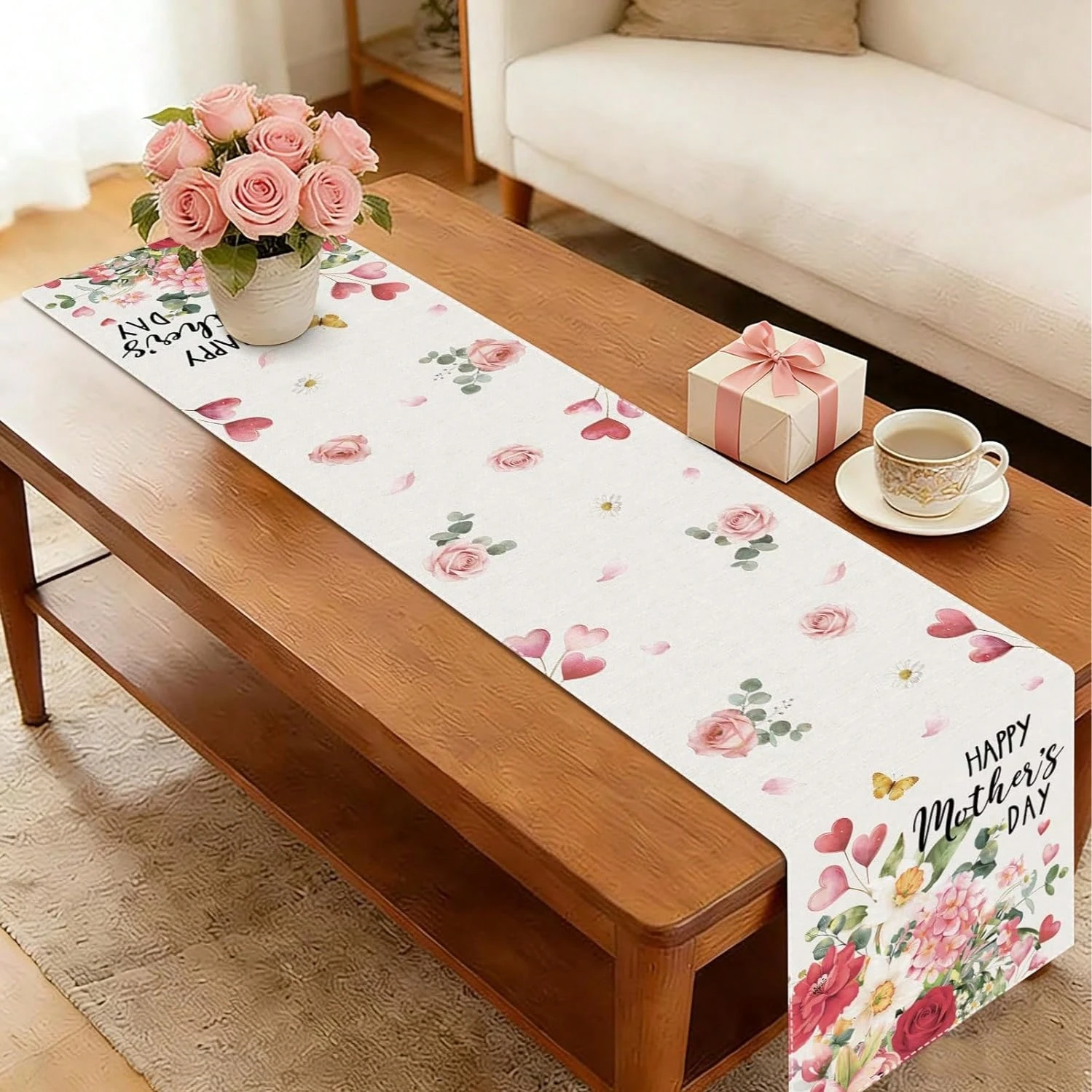 1pc Mother's Day Heart Floral Table Runner, Linen 2D Print, Elegant Watercolor Table Decor, Perfect Mother's Day & Birthday Gift
1pc Mother's Day Heart Floral Table Runner, Linen 2D Print, Elegant Watercolor Table Decor, Perfect Mother's Day & Birthday Gift