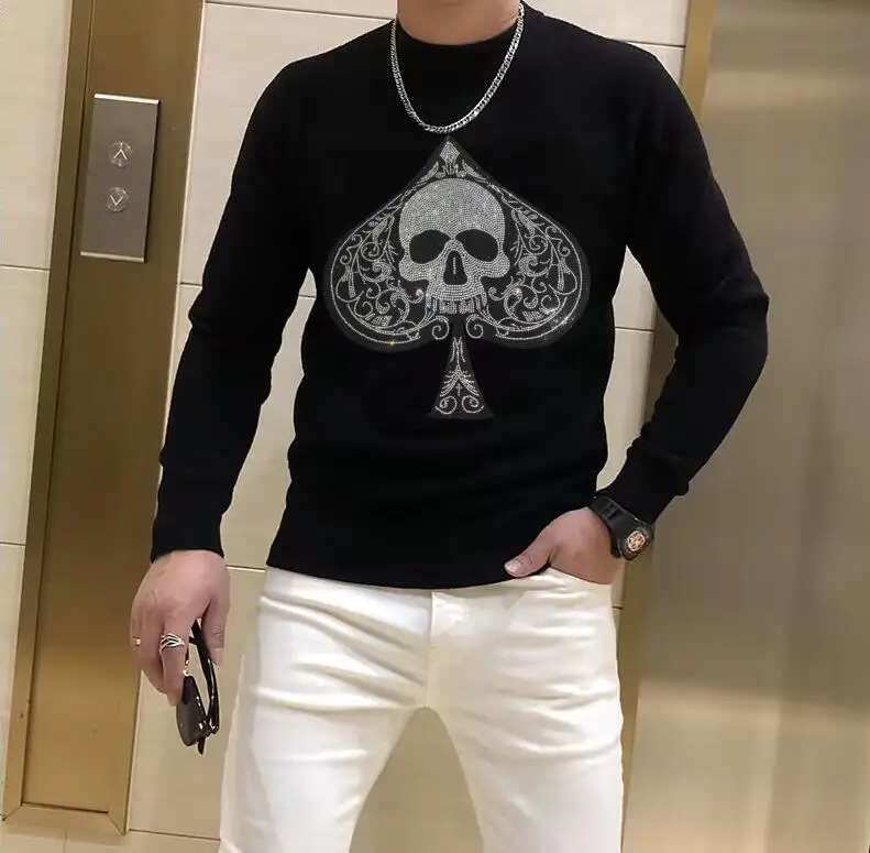 New Rhinestone pullover sweaters men tees Slim drop shipping new top Men Streetwear
New Rhinestone pullover sweaters men tees Slim drop shipping new top Men Streetwear