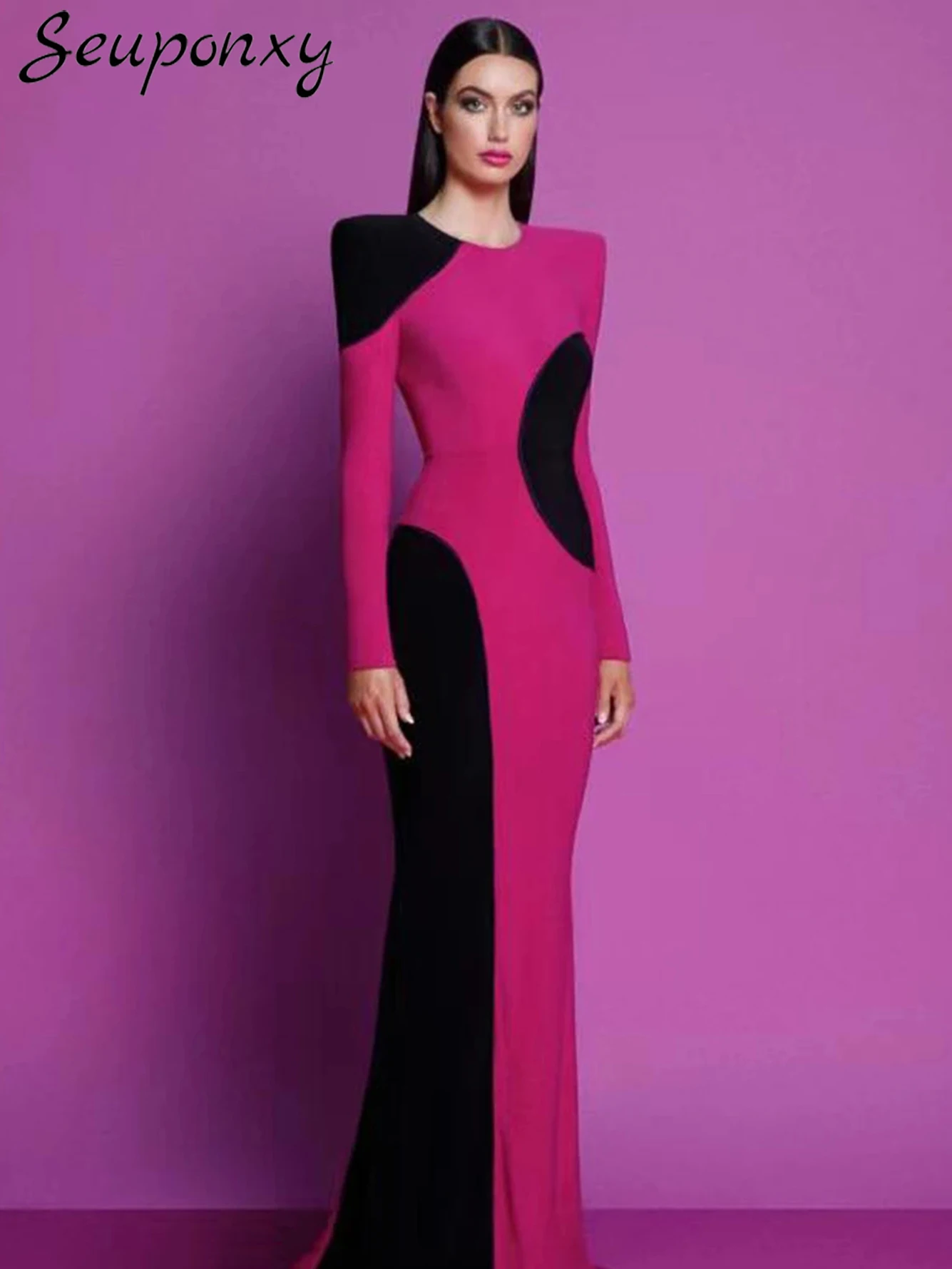 High Quality Women'S Sexy O-Neck Long Sleeved Contrasting Bandage Maxi Dress 2024 Elegant Evening Club Party Dress Vestidos
High Quality Women'S Sexy O-Neck Long Sleeved Contrasting Bandage Maxi Dress 2024 Elegant Evening Club Party Dress Vestidos