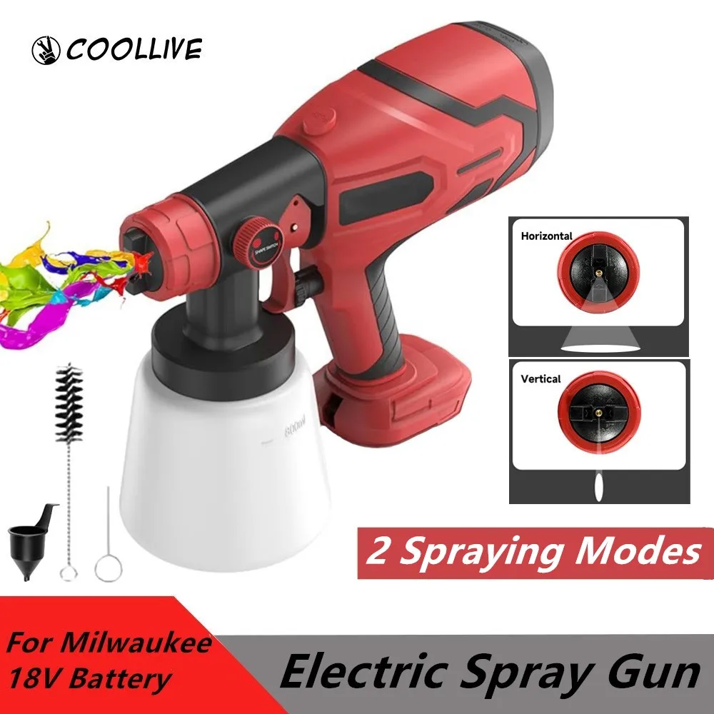 Electric Spray Gun 800ML Cordless Paint Sprayer Portable Auto Household Rechargeable Power Tool For Milwaukee 18V Battery
Electric Spray Gun 800ML Cordless Paint Sprayer Portable Auto Household Rechargeable Power Tool For Milwaukee 18V Battery