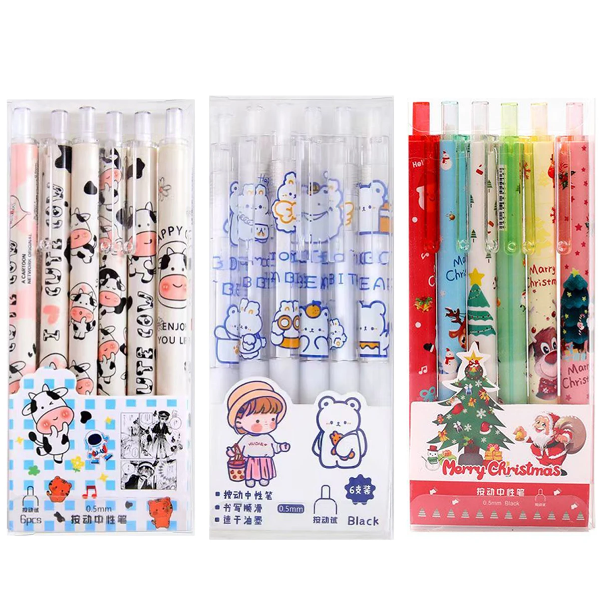 6pcs/Box Cute Cartoon Gel Pen Set Creative Student Press Gel Ink Pen Quick Dry Black Ink Kawaii Office School Girls Stationery
6pcs/Box Cute Cartoon Gel Pen Set Creative Student Press Gel Ink Pen Quick Dry Black Ink Kawaii Office School Girls Stationery