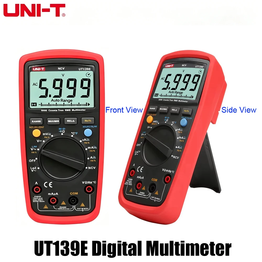 UNI-T UT139E True RMS Digital Multimeter 6000 Counts Auto Range AC/DC Voltage Current Tester LPF LoZ NCV Temperature CATIII 600V
UNI-T UT139E True RMS Digital Multimeter 6000 Counts Auto Range AC/DC Voltage Current Tester LPF LoZ NCV Temperature CATIII 600V