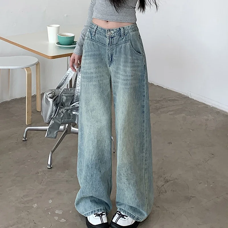 American Retro High Street Blue Jeans Women Vintage Casual Straight Denim Trousers 2025 Streetwear High Waist Wide Leg Pants
American Retro High Street Blue Jeans Women Vintage Casual Straight Denim Trousers 2025 Streetwear High Waist Wide Leg Pants